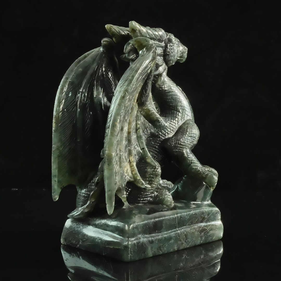 Labradorite Winged Dragon - Hand-Carved Natural Stone Sculpture