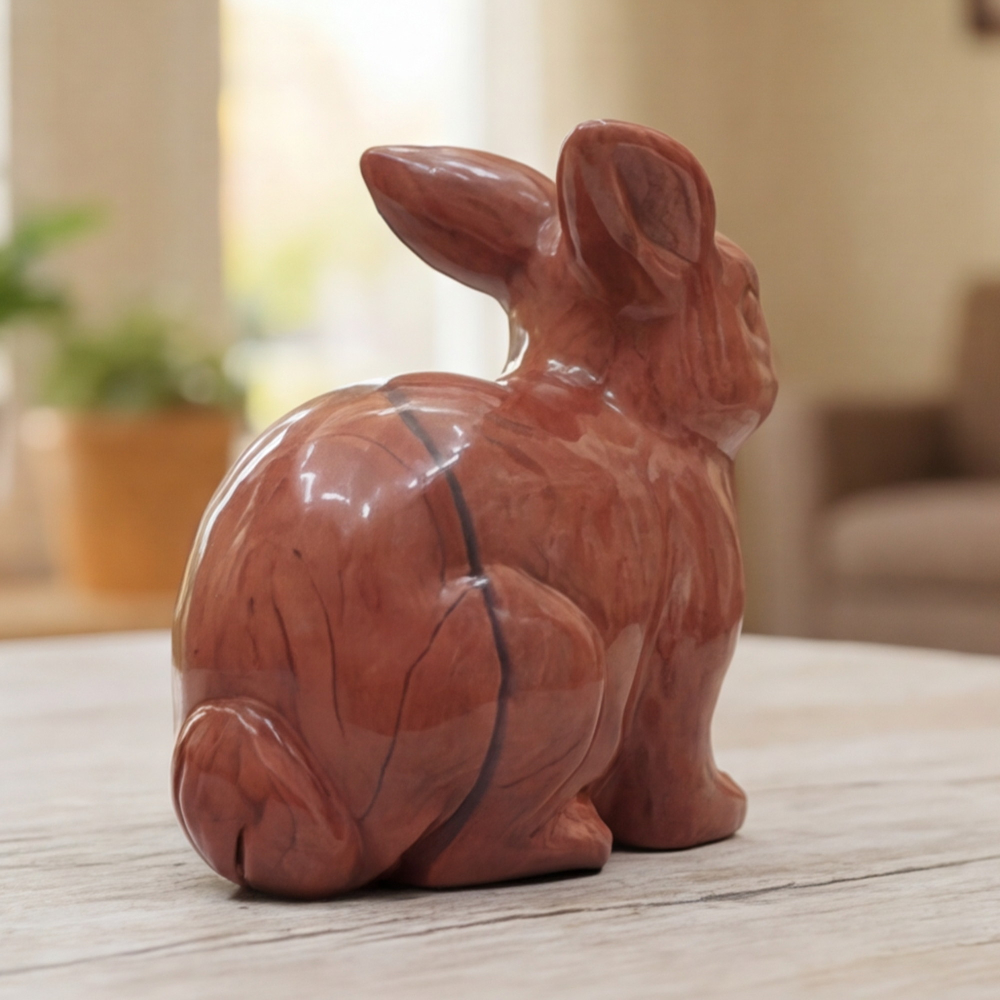 Red Jesper Rabbit Carving – Hand Carved Natural Stone