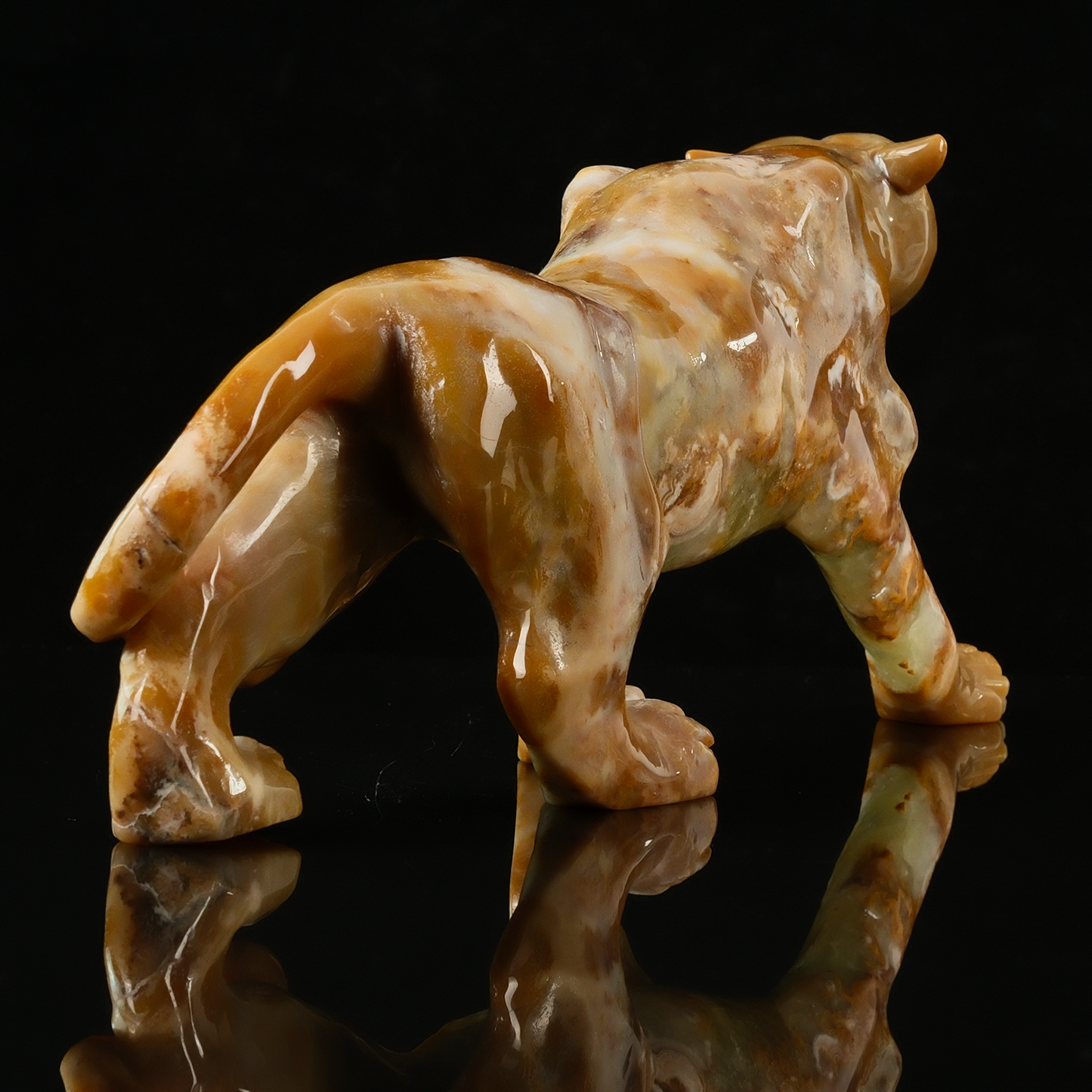 Yellow Chalcedony Leopard Carving - Hand Carved Natural Stone