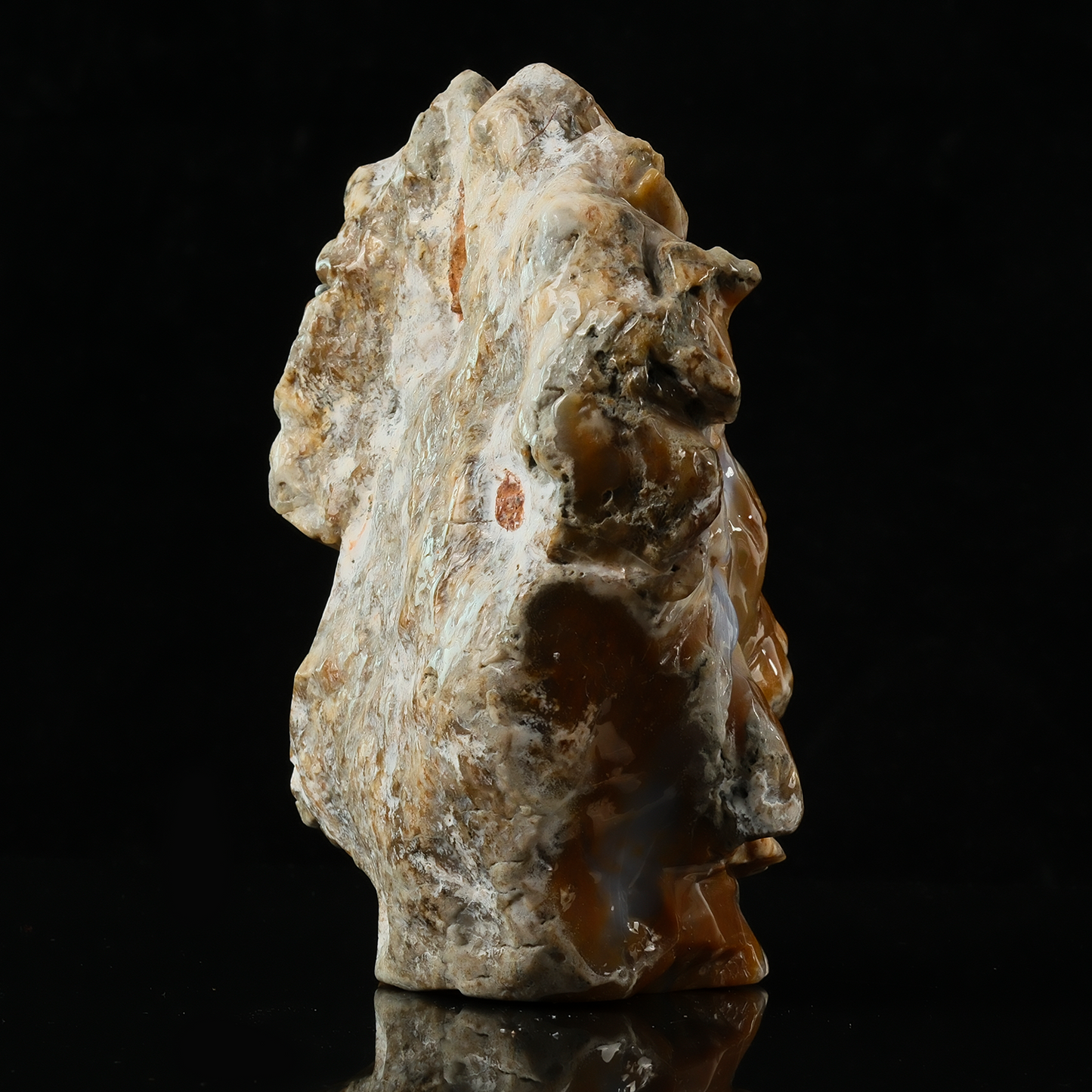 Yellow Chalcedony Lion Head Carving - Hand Carved Natural Stone