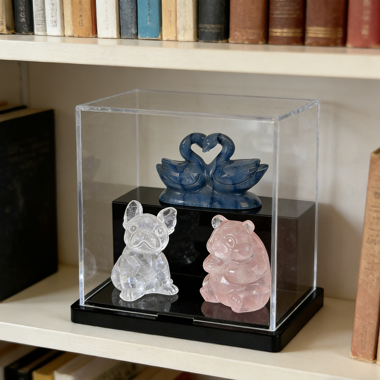 Blue Aventurine Swan Couple Carving – Natural Gemstone Sculpture