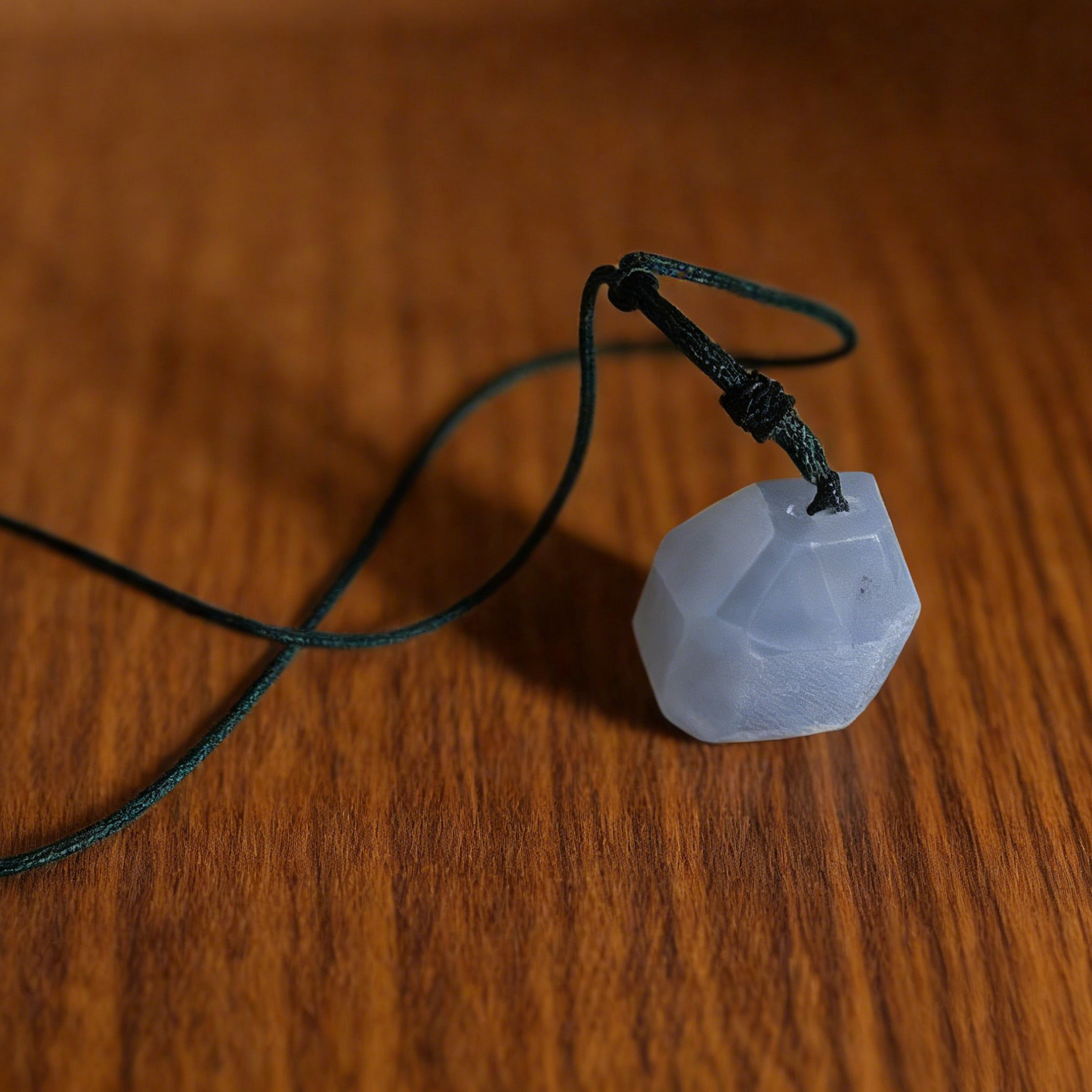 Blue Chalcedony Polyhedron Fidget Pendant – Natural Stone Charm