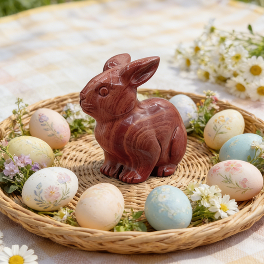 Red Jesper Rabbit Carving – Hand Carved Natural Stone