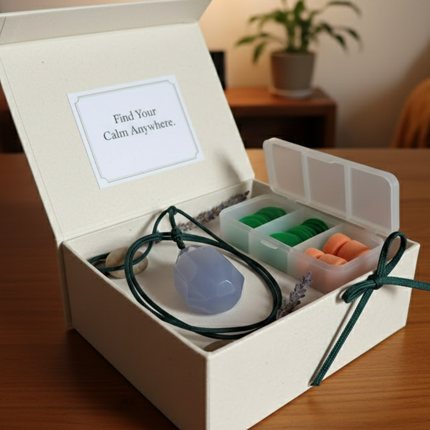 Blue Chalcedony Polyhedron Fidget Pendant – Natural Stone Charm