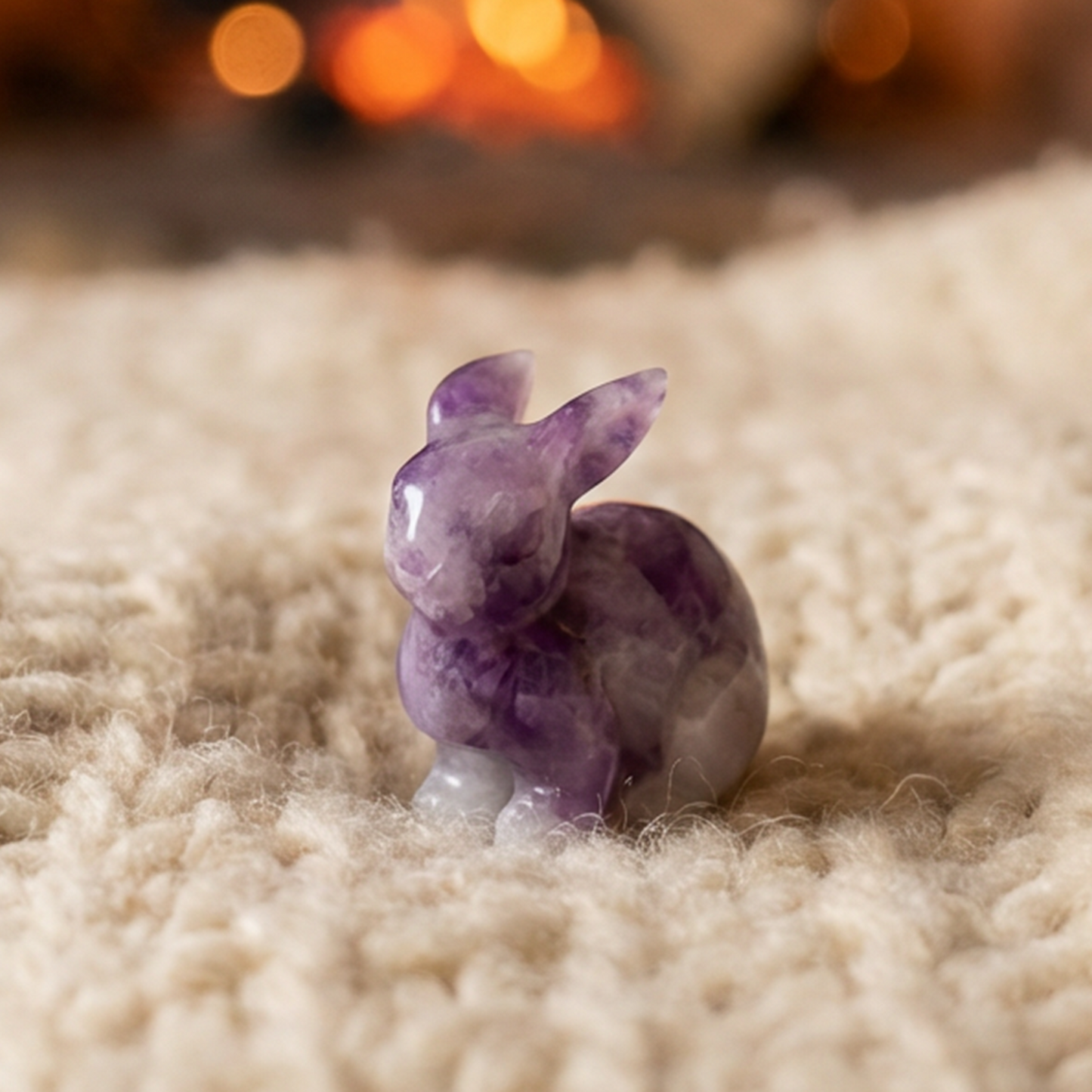 Amethyst-Hasen-Skulptur – Handgeschnitzte Kristallfigur