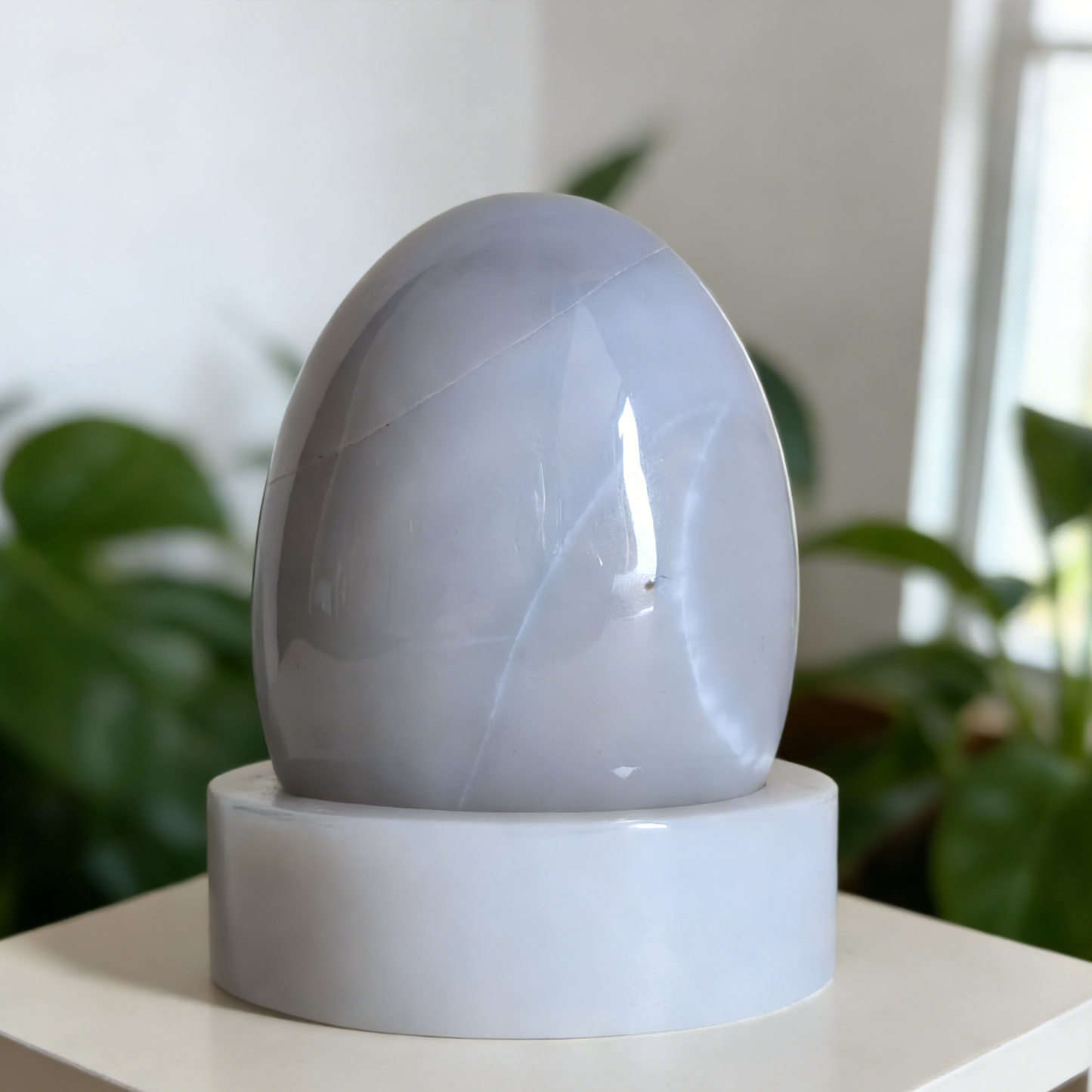 Blue Chalcedony Crystal Egg – Natural Gemstone Decor