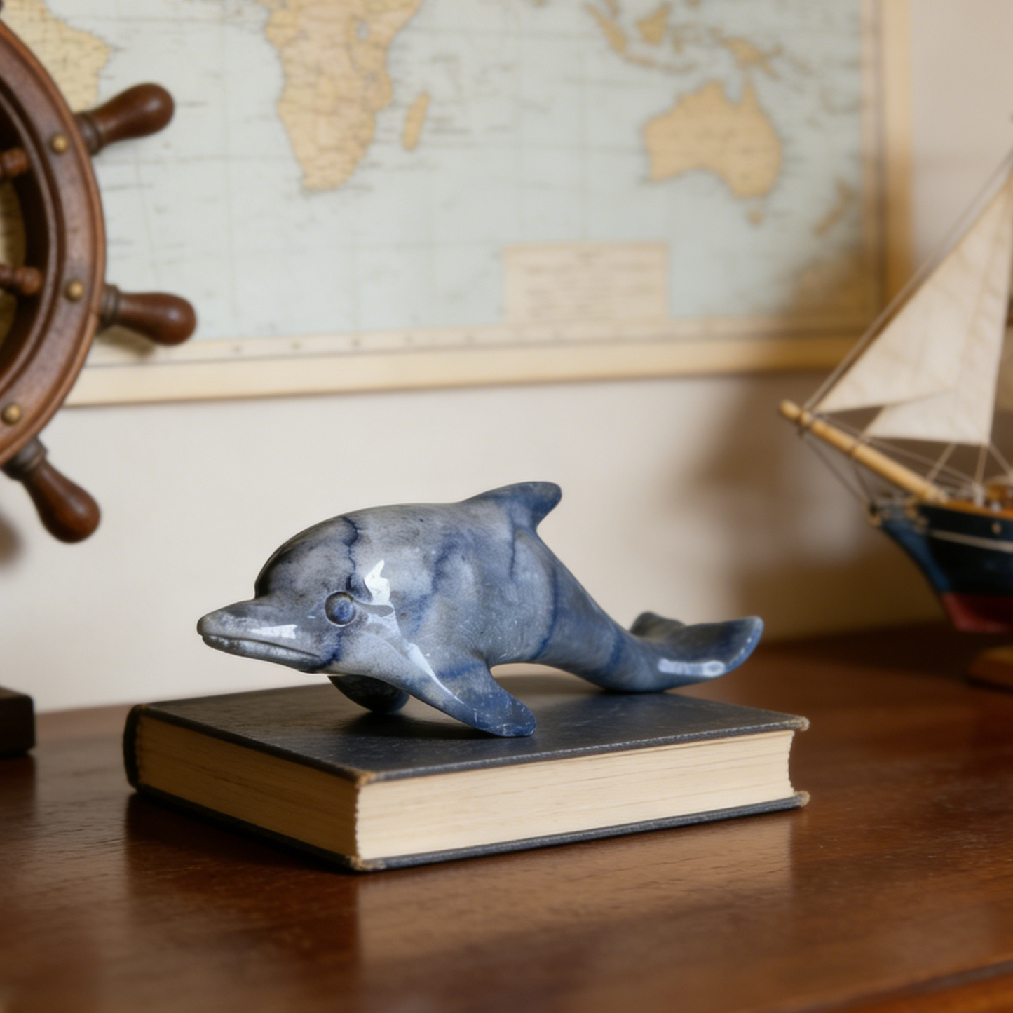 Blue Aventurine Dolphin Carving – Natural Gemstone Sculpture