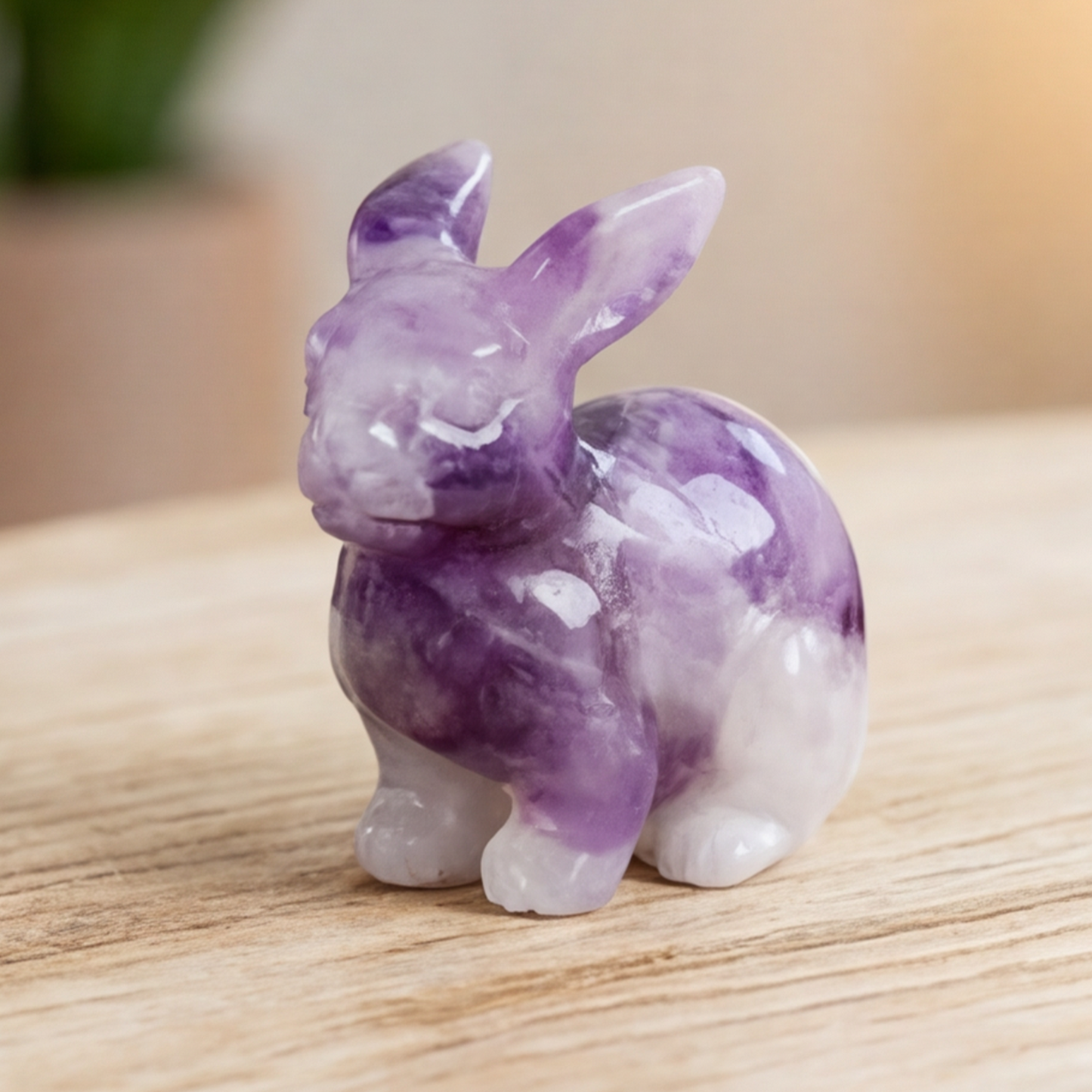Amethyst-Hasen-Skulptur – Handgeschnitzte Kristallfigur