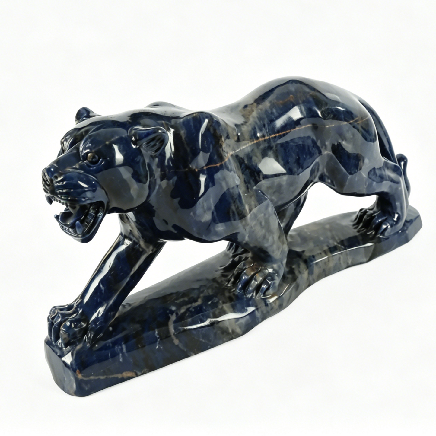 Blue Sodalite Leopard Sculpture - Hand Carved Natural Stone