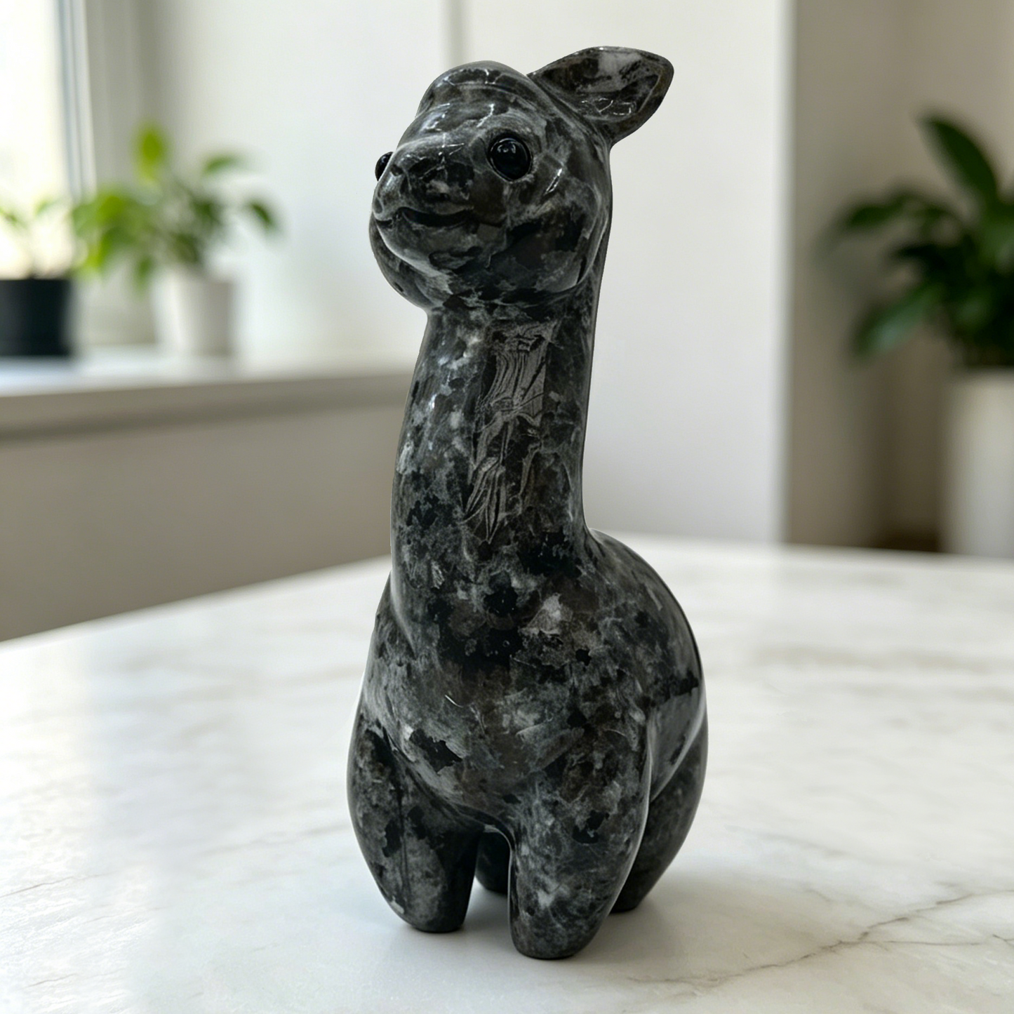 Fire Stone Alpaca Jade Carving - Hand Carved Natural Stone Carving