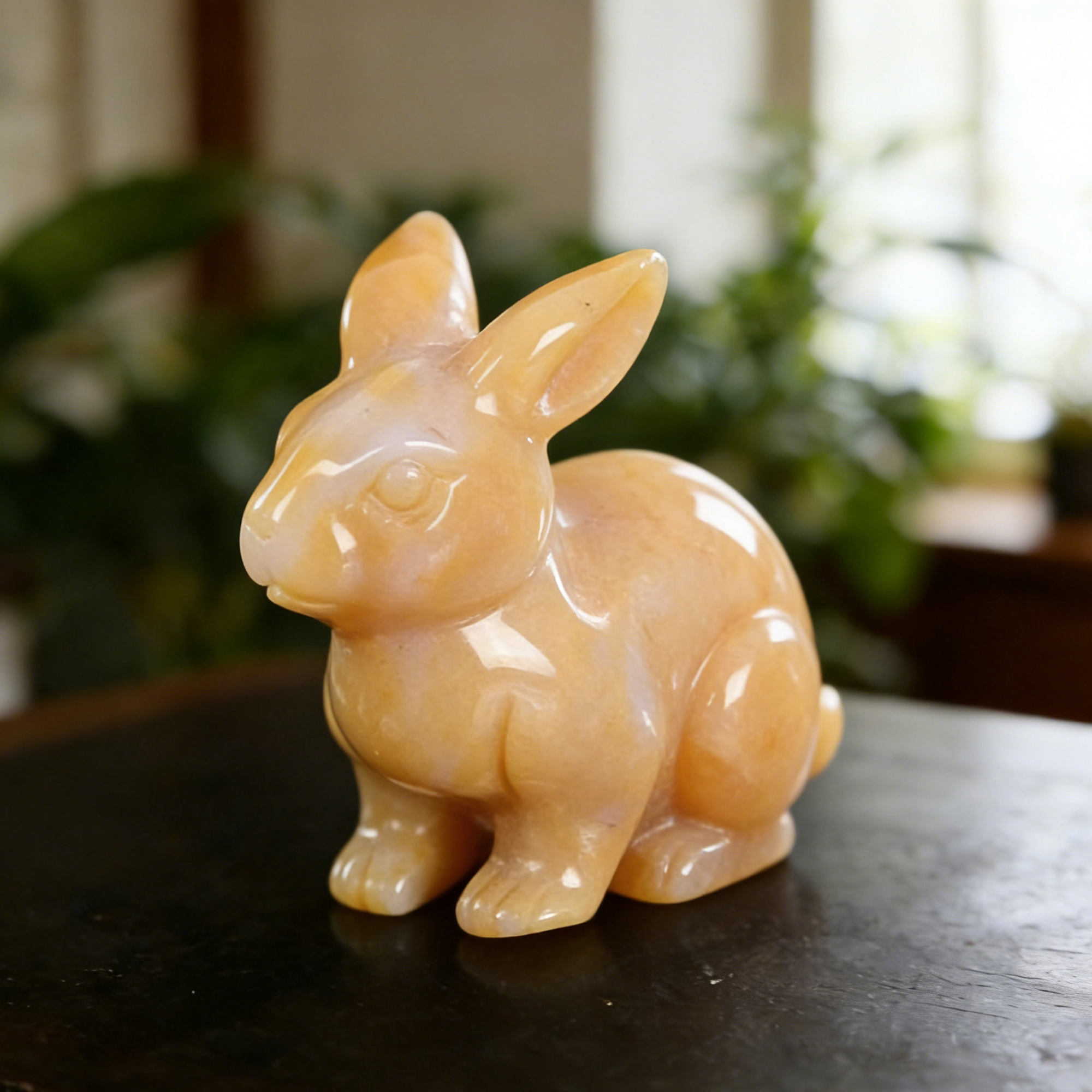 Yellow Chalcedony Rabbit Carving-Natrual Stone Carving