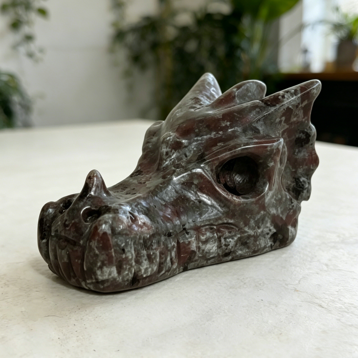 2 inch Yooperlite Chinese Dragon Skull - Hand Carved Natrual Stone Sculpture