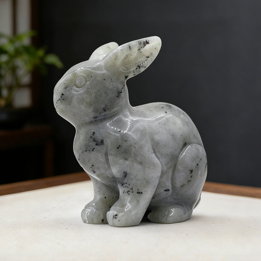 Labradorite Rabbit Carving- Hand Carved Natural Stone