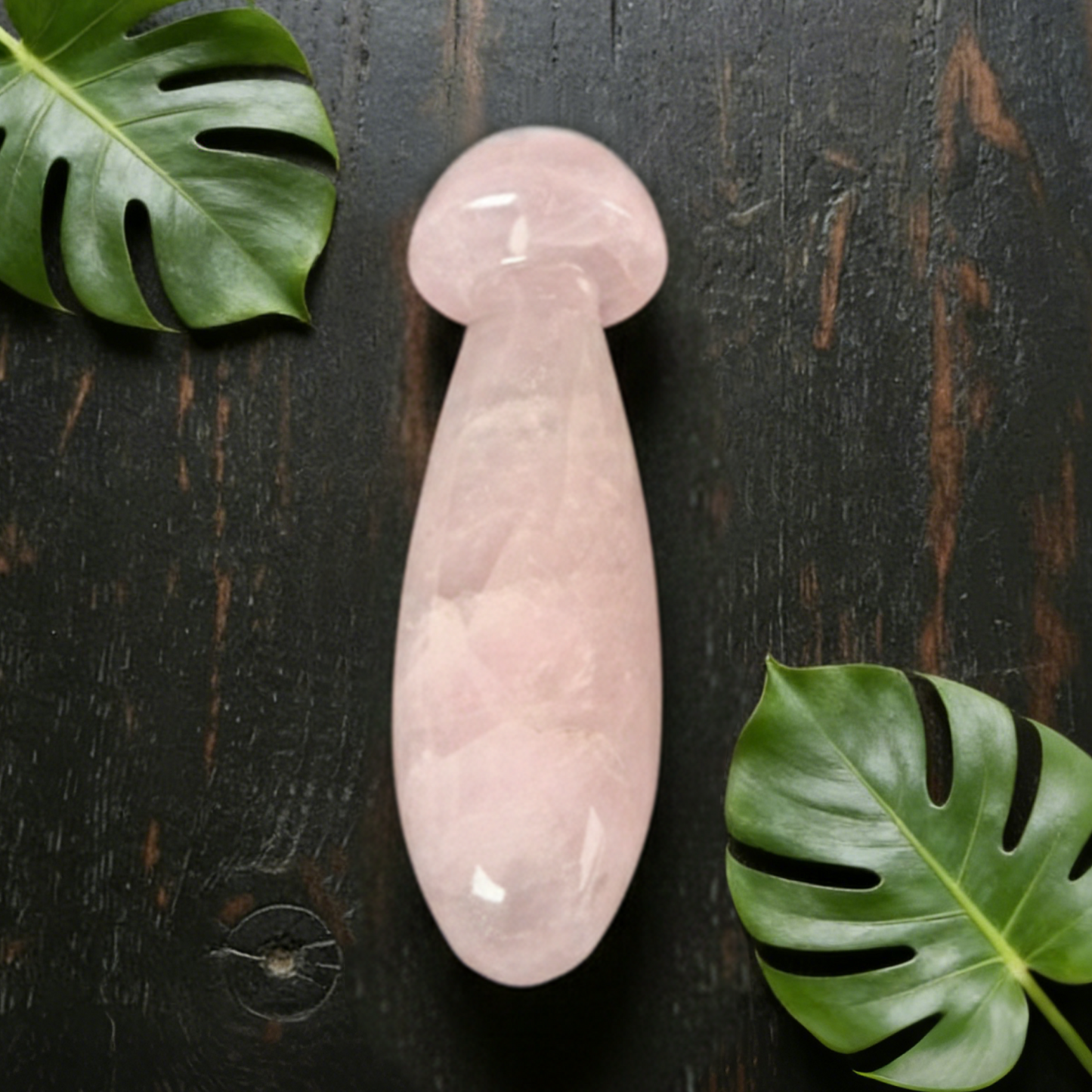 Rose Quartz Mushroom Acupressure Tool – Natural Healing Stone