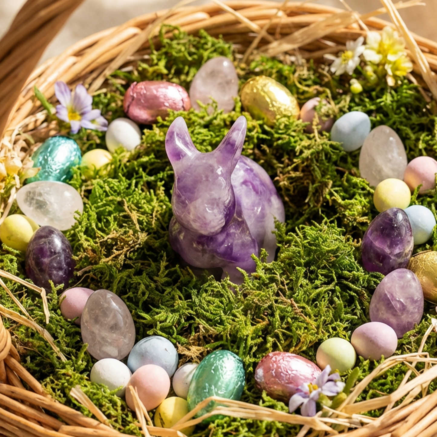 Amethyst-Hasen-Skulptur – Handgeschnitzte Kristallfigur