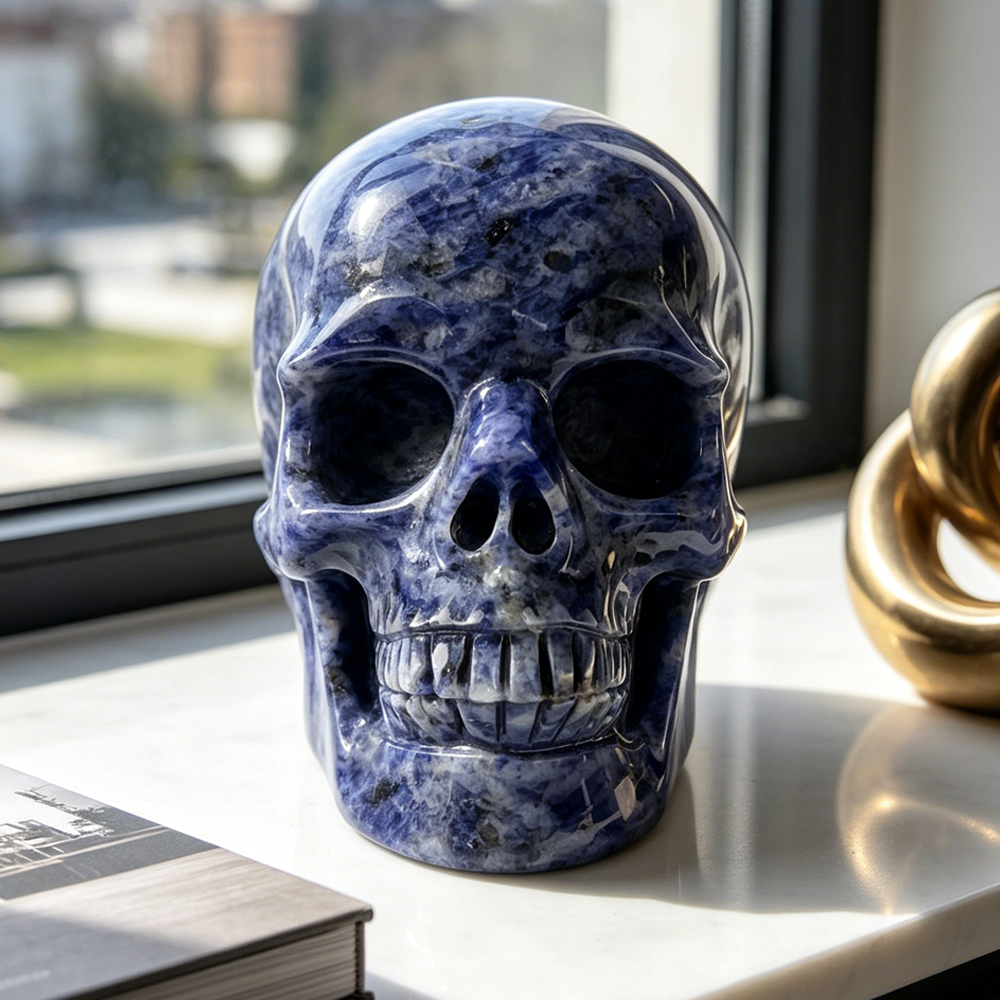 7-10 inch Blue Lace Agate Skull - Titan Series Large Scale Crystal Skull
