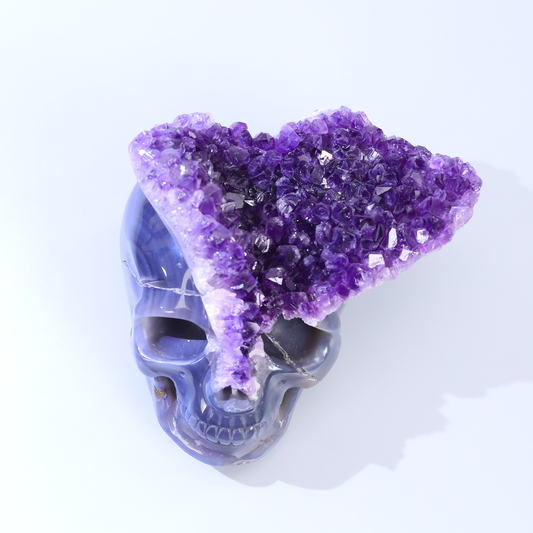 Amethyst Cluster Crystal Skull Sculpture