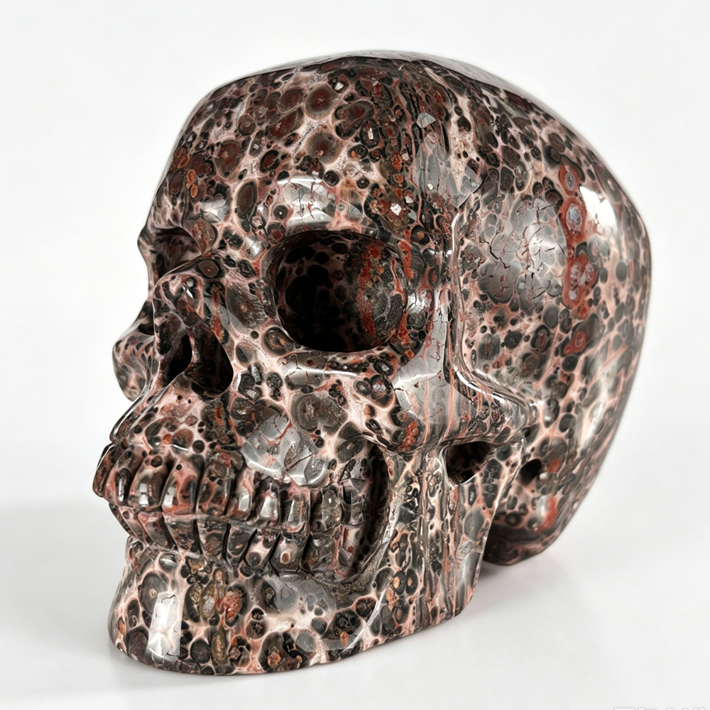 4.5" Red Leopard Skin Jasper Crystal Skull