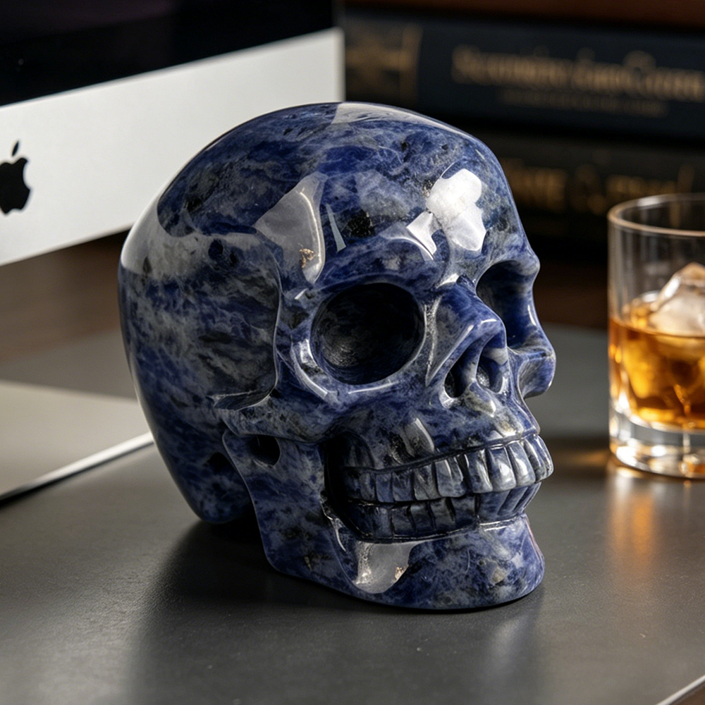 7-10 inch Blue Lace Agate Skull - Titan Series Large Scale Crystal Skull