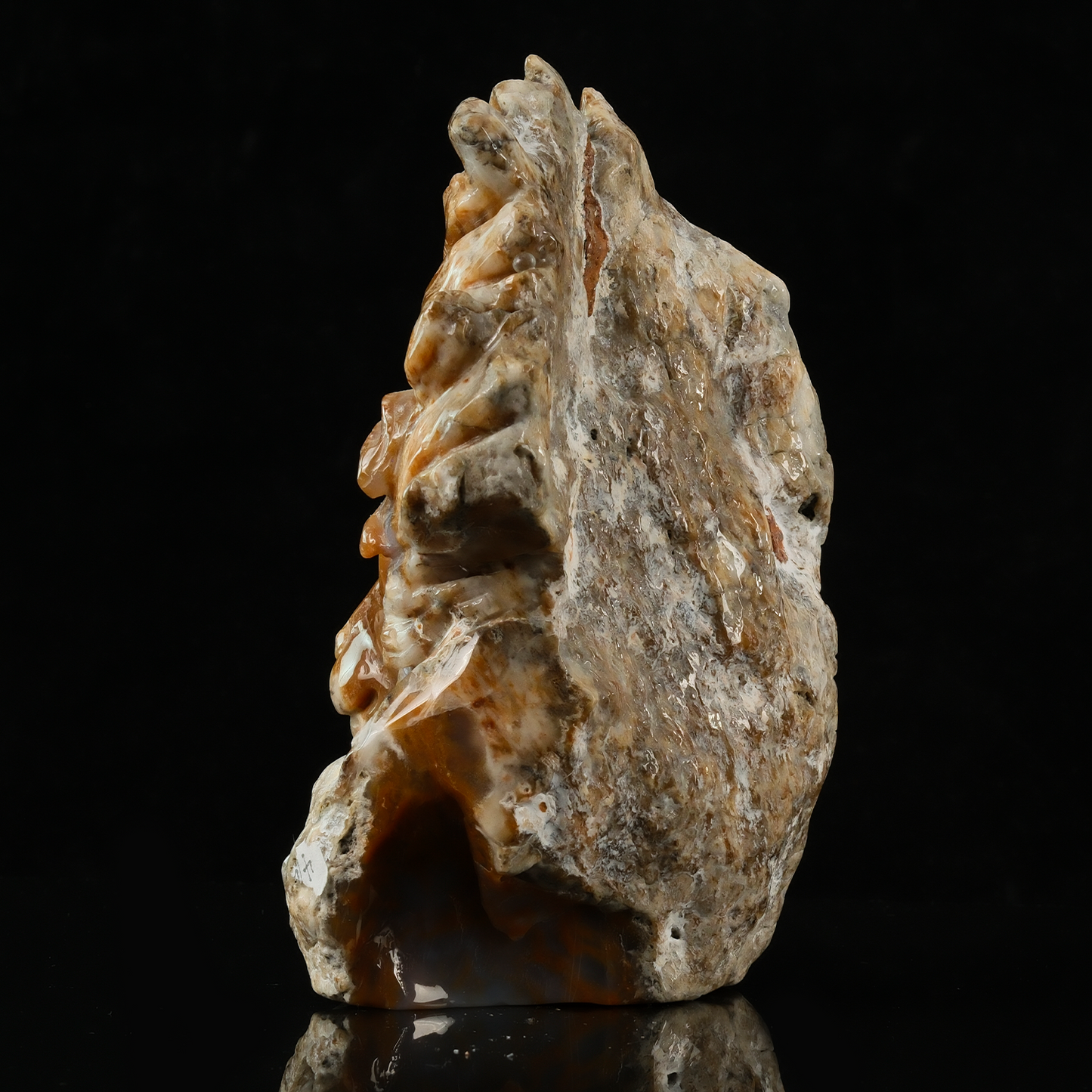 Yellow Chalcedony Lion Head Carving - Hand Carved Natural Stone