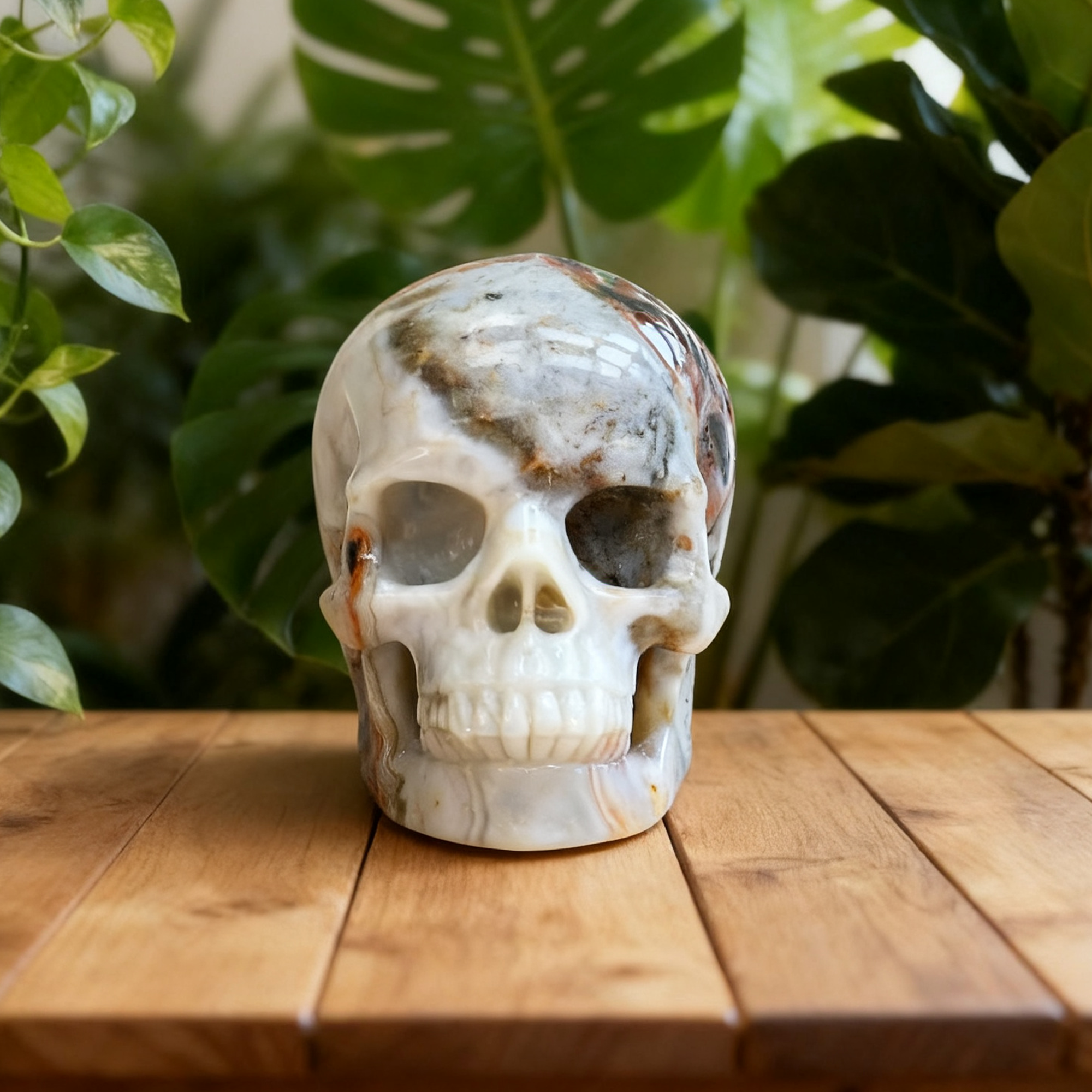 2 Inch Red Crazy Lace Agate Crystal Skull – Mini Gemstone Skull