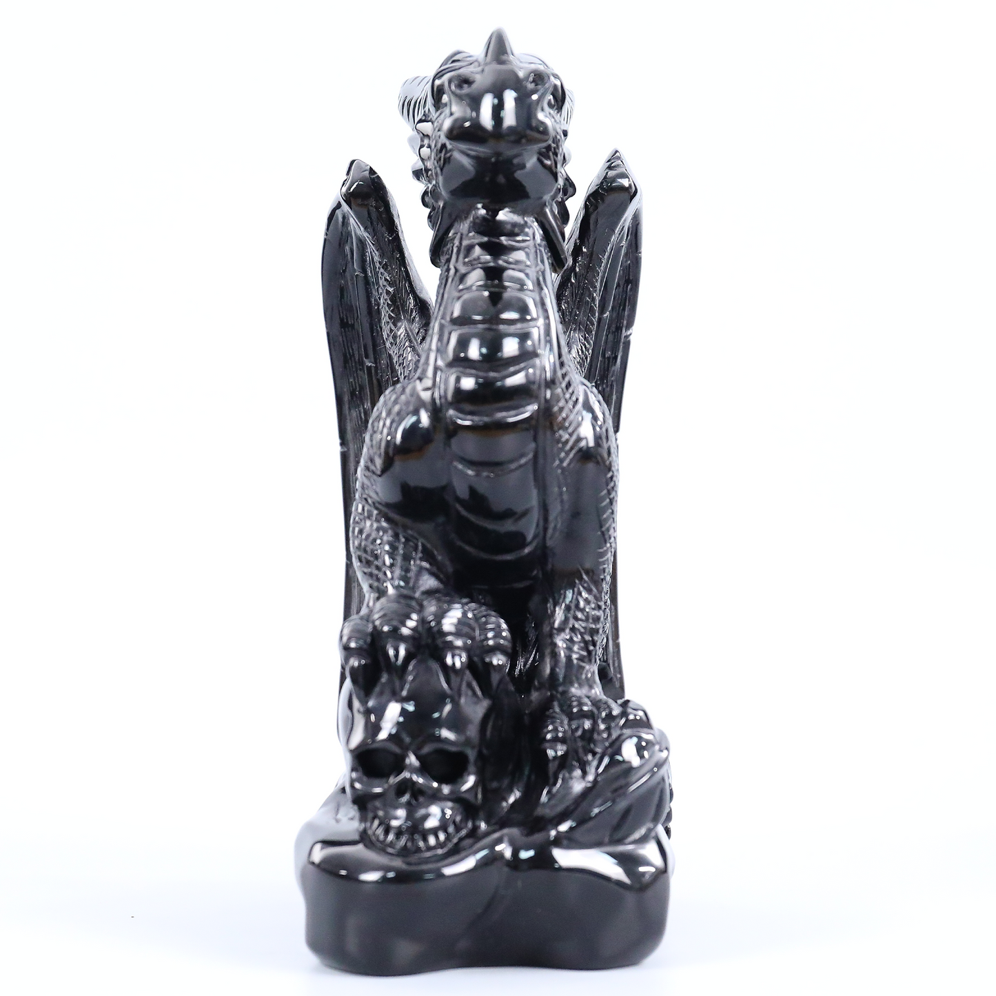 Obsidian Winged Dragon on Skull