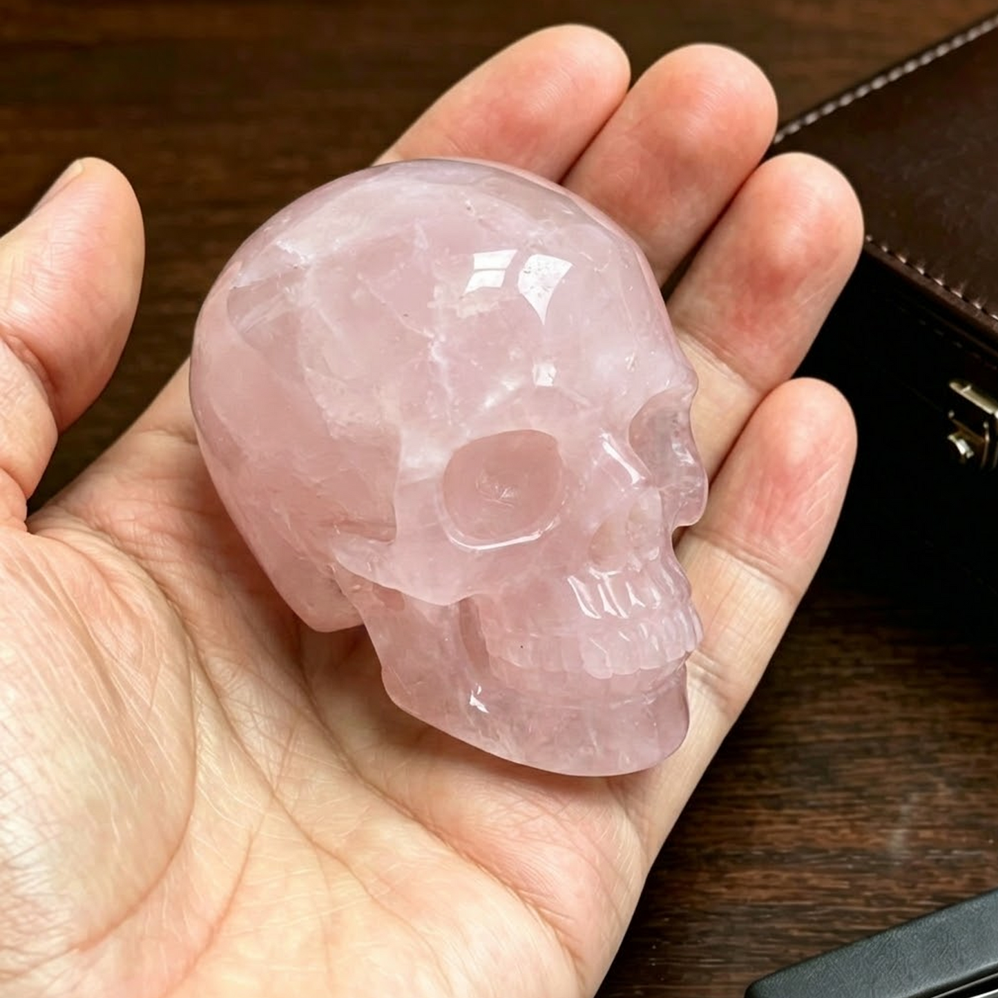 2 Zoll Rosenquarz-Kristallschädel – Mini-Naturstein