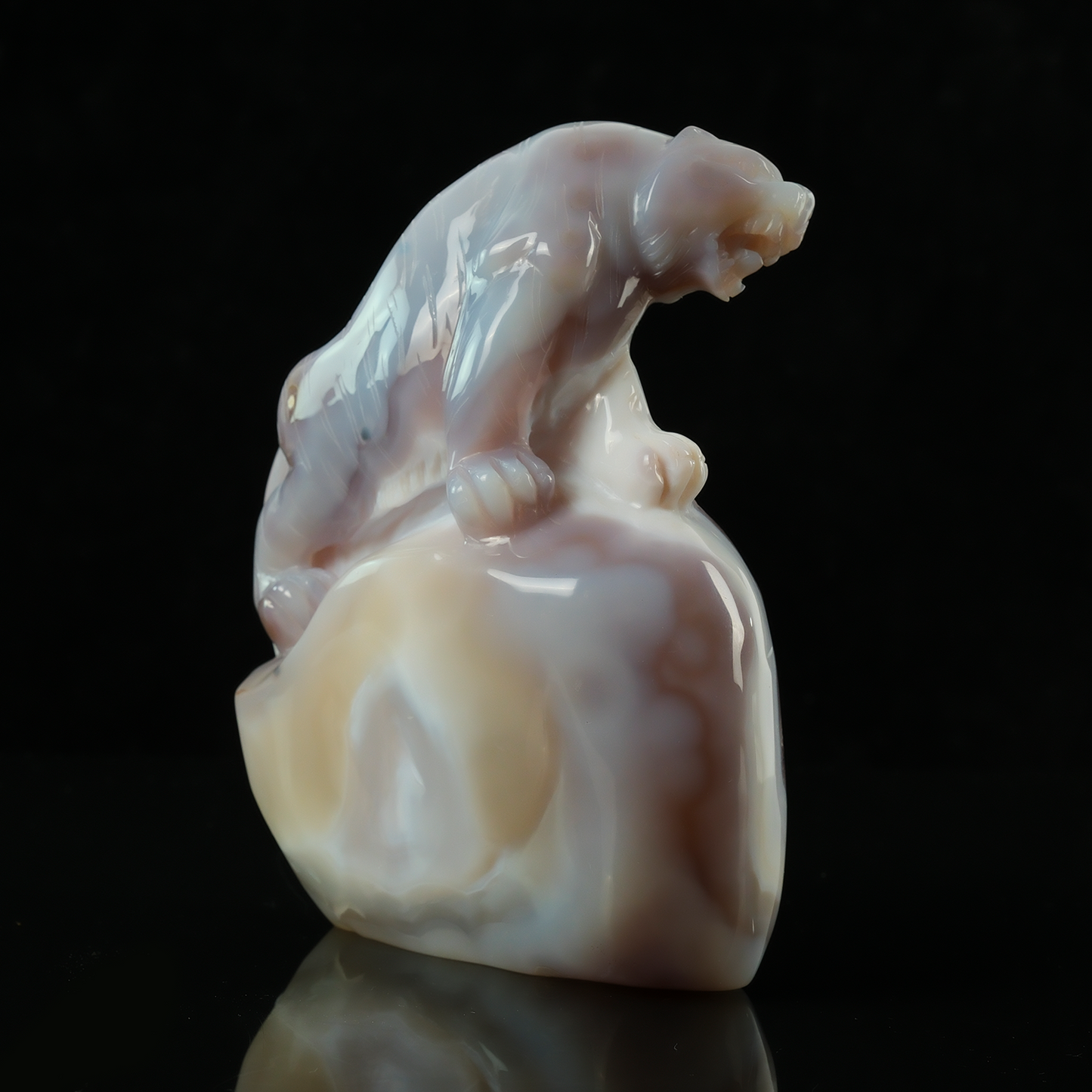 Pale Amethyst Cluster Tiger Carving - Natural Crystal Sculpture