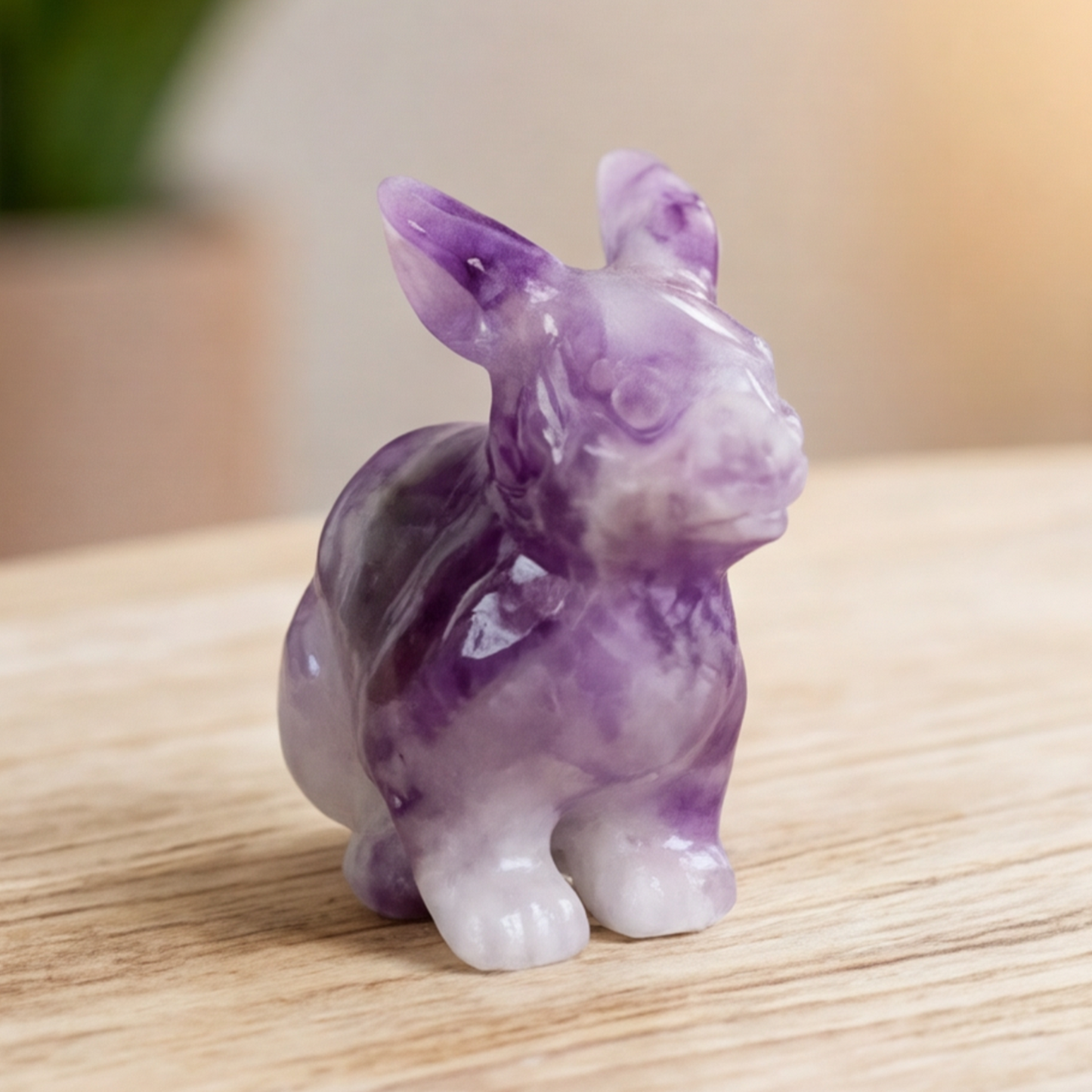 Amethyst-Hasen-Skulptur – Handgeschnitzte Kristallfigur