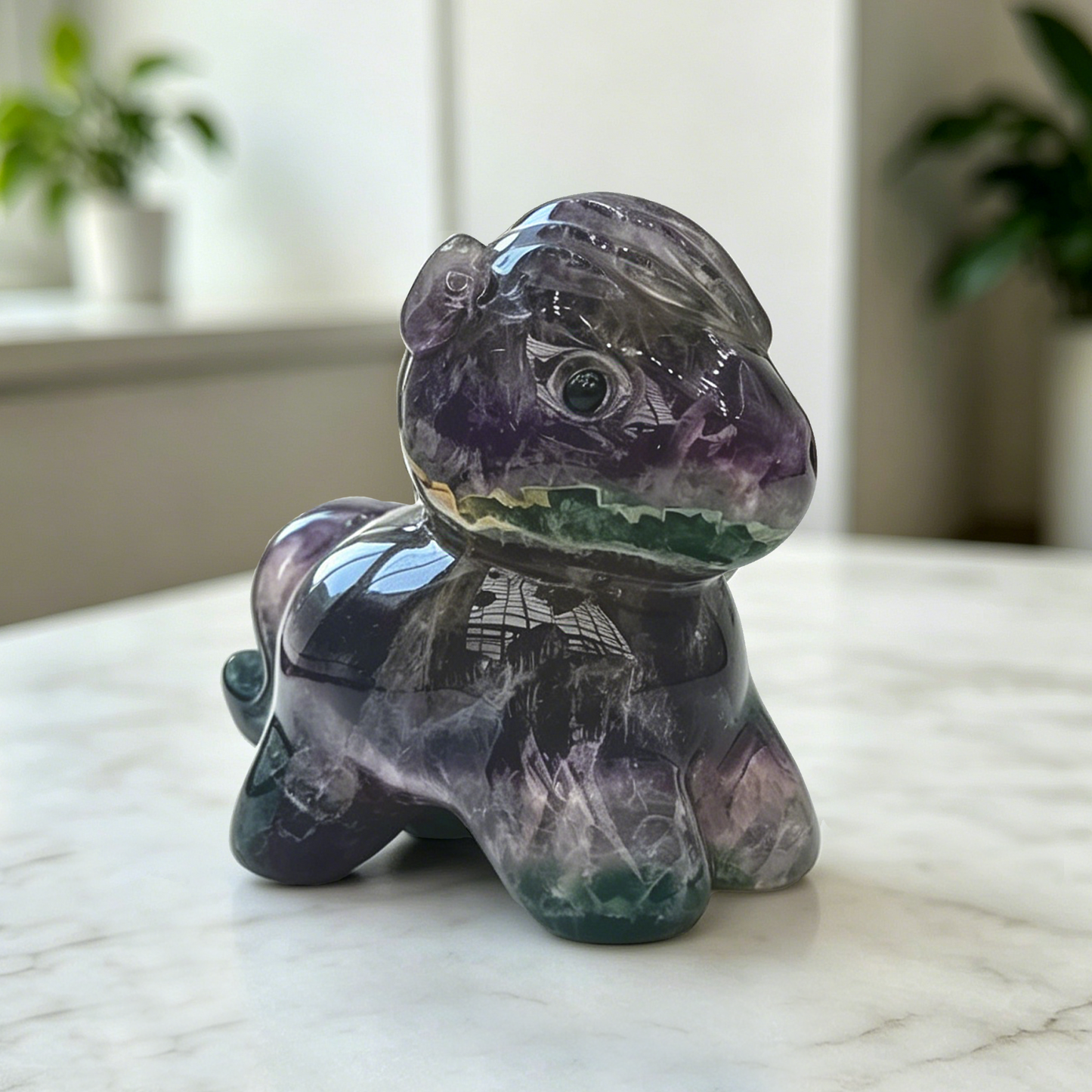 Fluorite Cartoon Pony Jade Carving - Hand Carved Natrual Jade