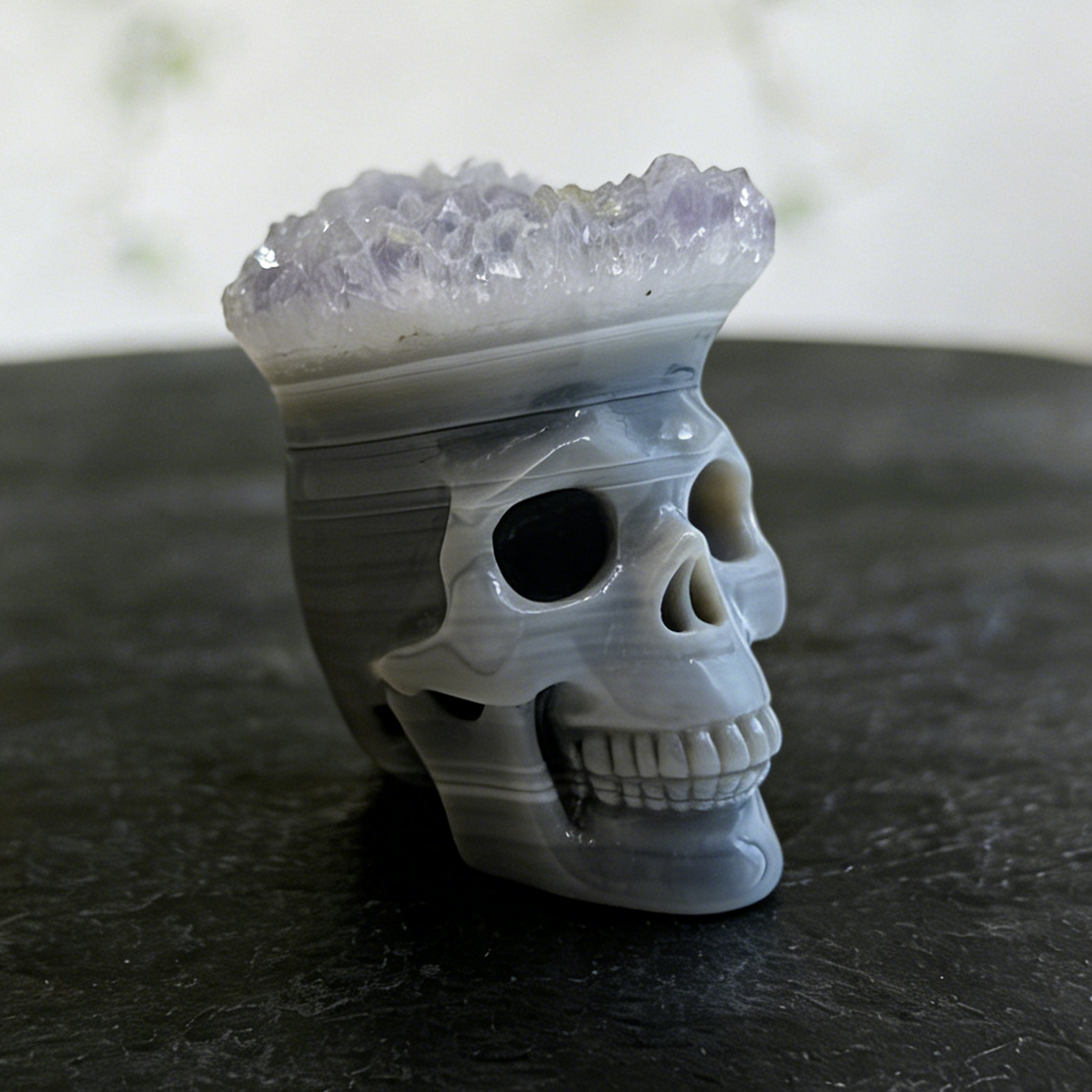 2.64 inch Amethyst Cluster Crown Crystal Skull - Hand Carved Natrual Crystal