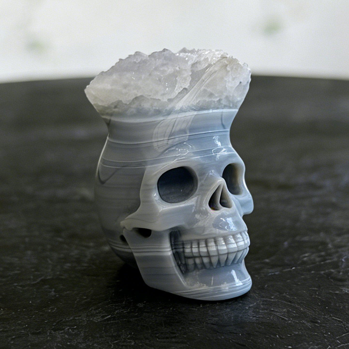 2.64 inch Amethyst Cluster Crown Crystal Skull - Hand Carved Natrual Crystal