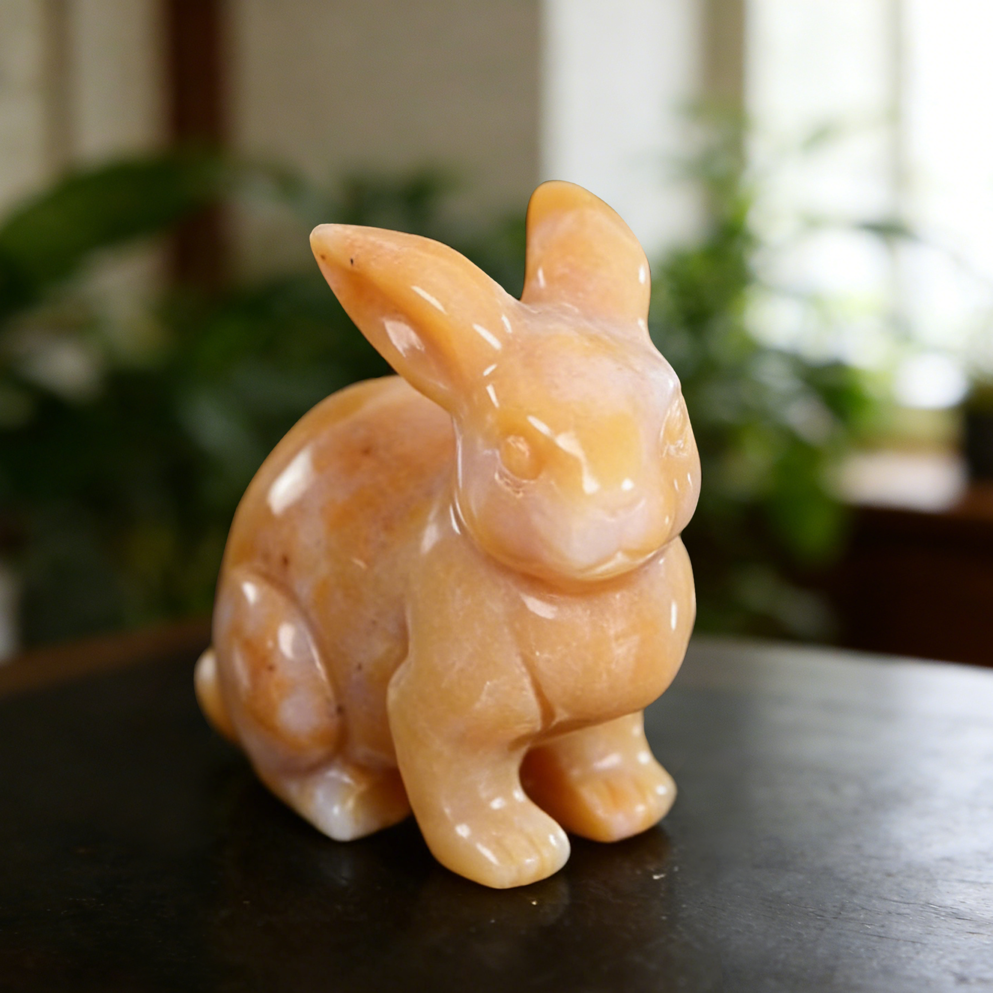 Yellow Chalcedony Rabbit Carving-Natrual Stone Carving