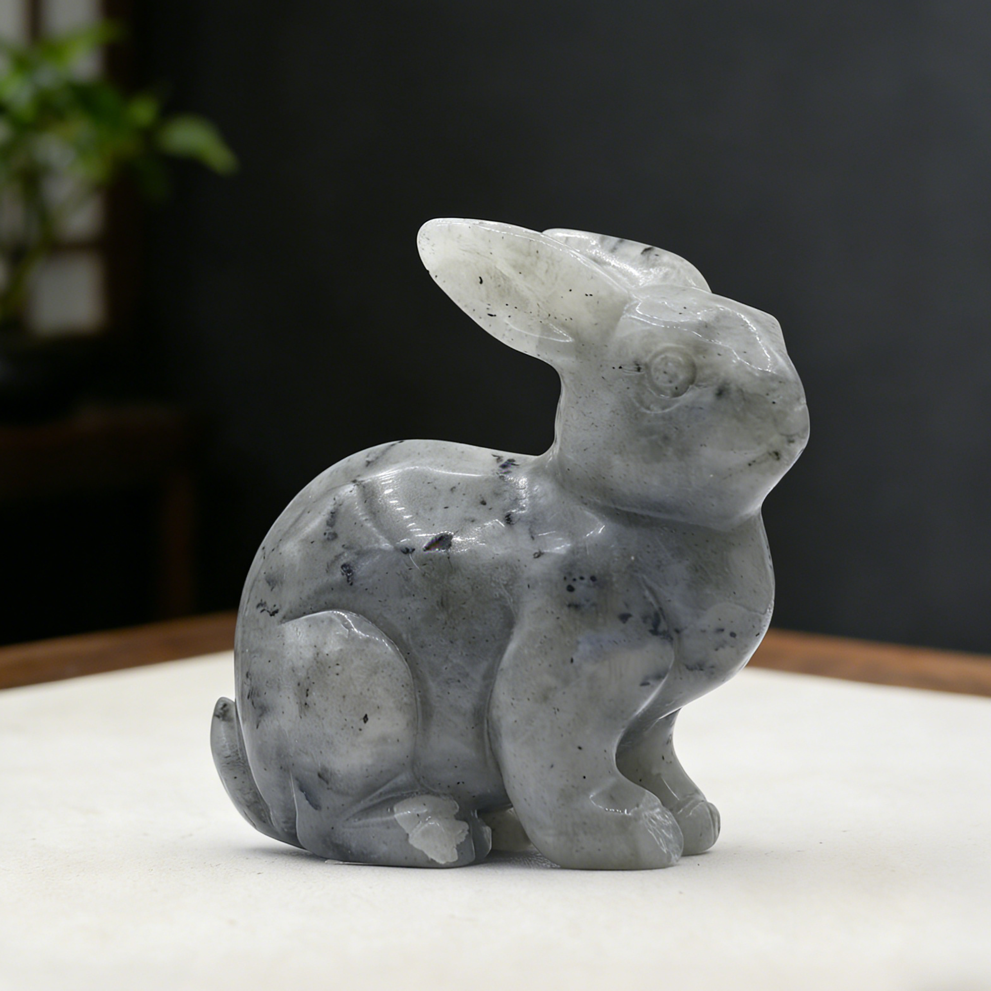 Labradorite Rabbit Carving- Hand Carved Natural Stone