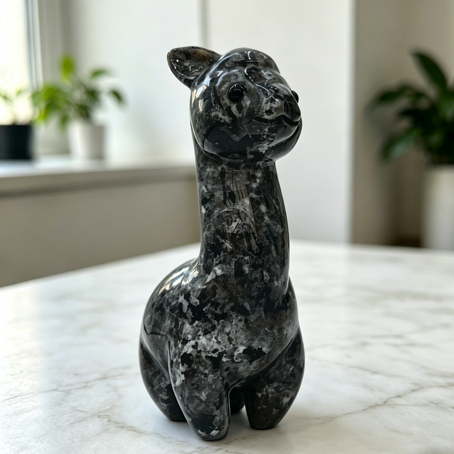 Fire Stone Alpaca Jade Carving - Hand Carved Natural Stone Carving