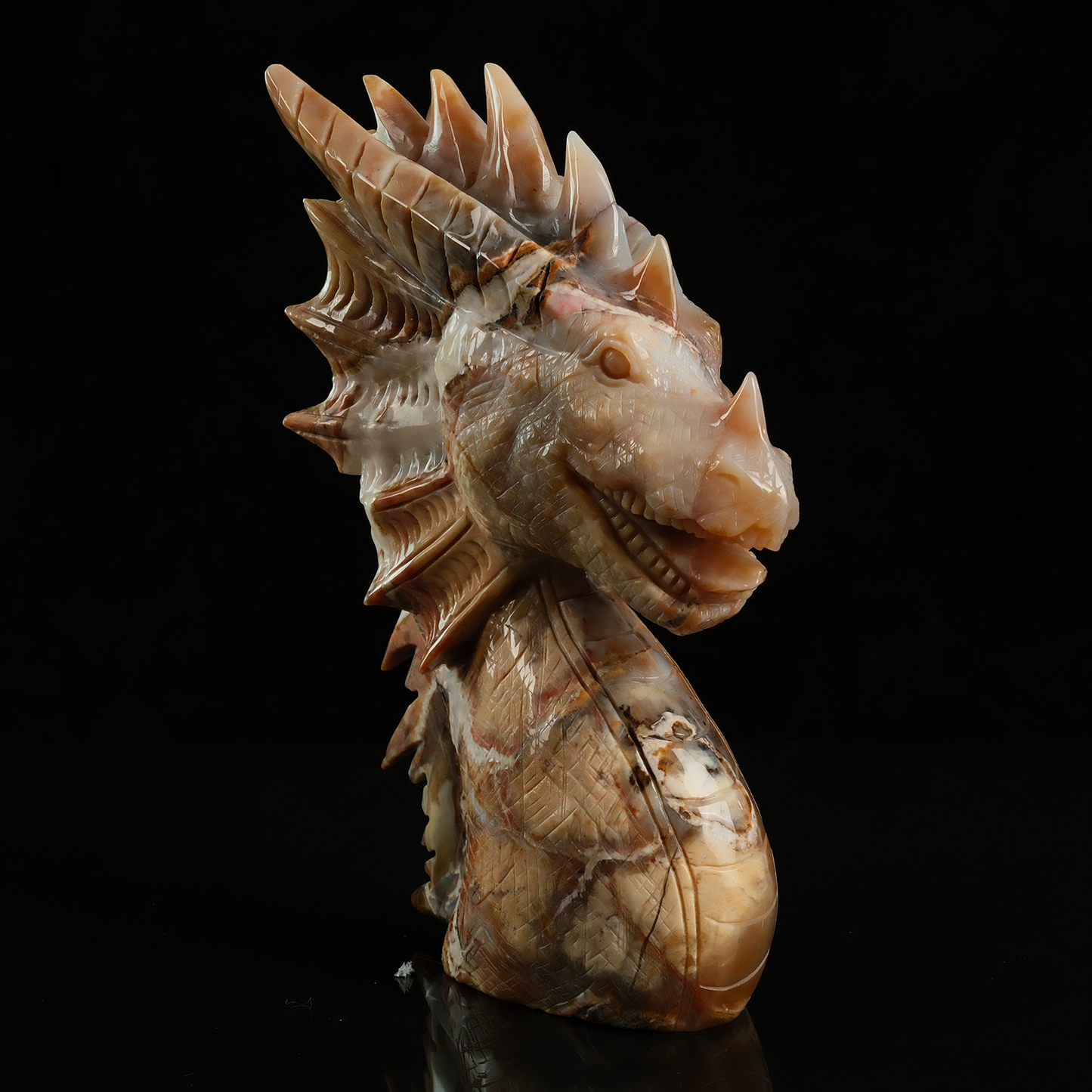 Yellow Chalcedony Dragon Head Sculpture - Hand Carved Natural Stone