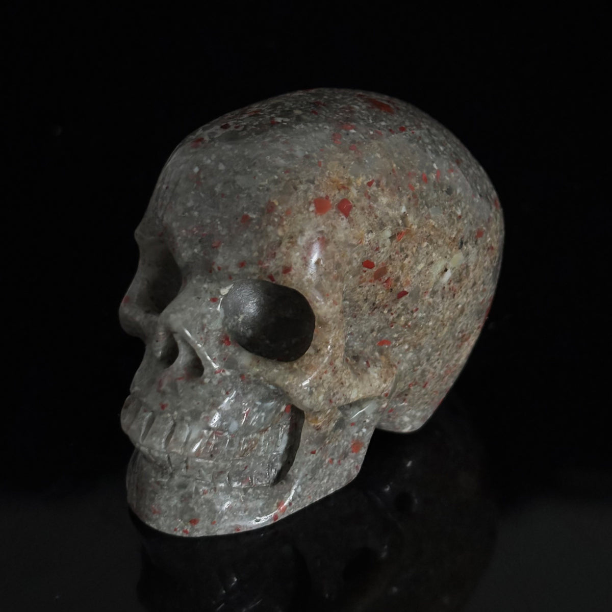 2" African Bloodstone Crystal Skull - Pattern C