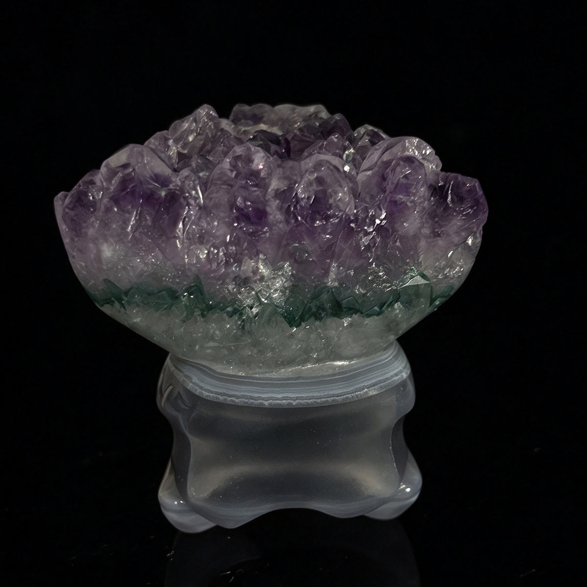 Amethyst Cluster Raven skull sculpture