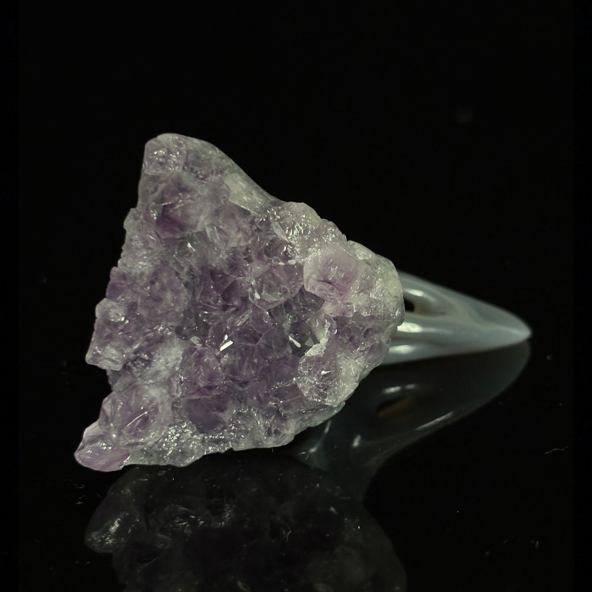 Amethyst Cluster Raven skull sculpture