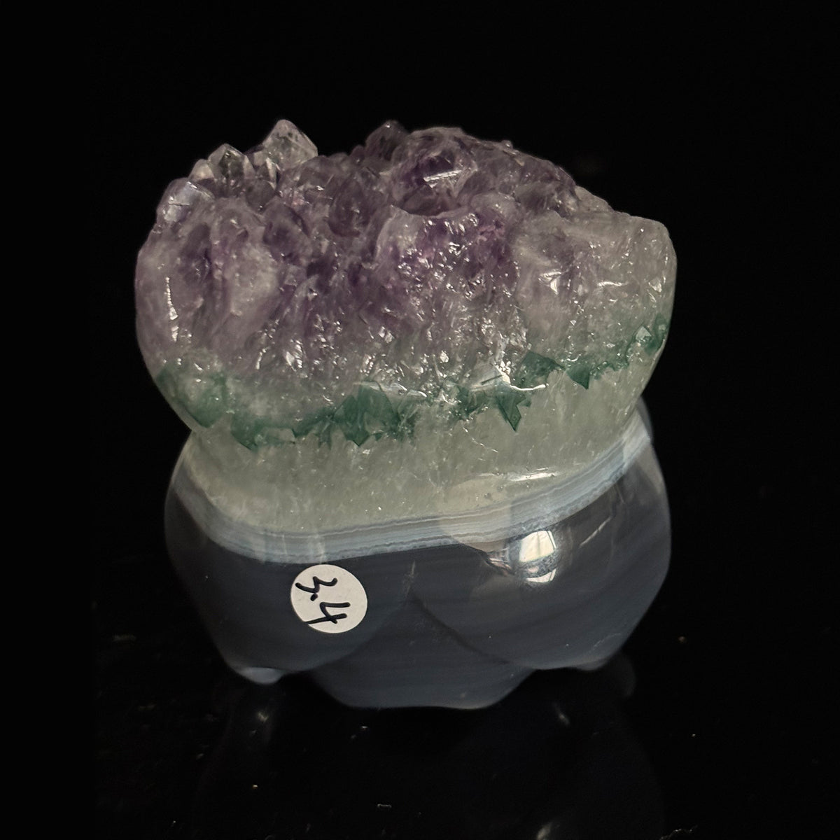 3-inch Amethyst Cluster Owl skull sculpture