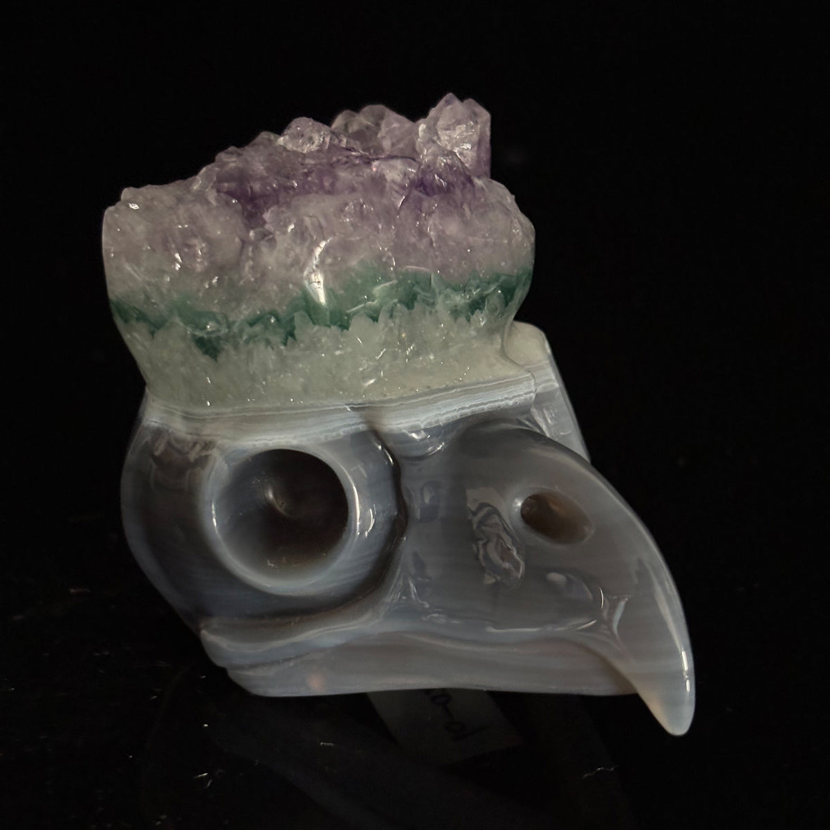 3-inch Amethyst Cluster Owl skull sculpture