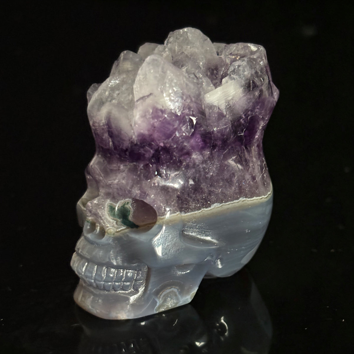 Amethyst Cluster Crystal Skull - Pattern A