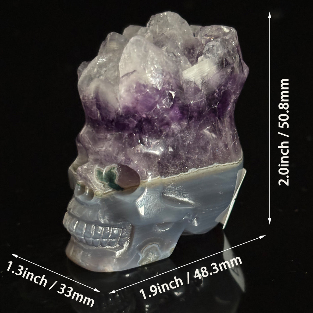 Amethyst Cluster Crystal Skull - Pattern A