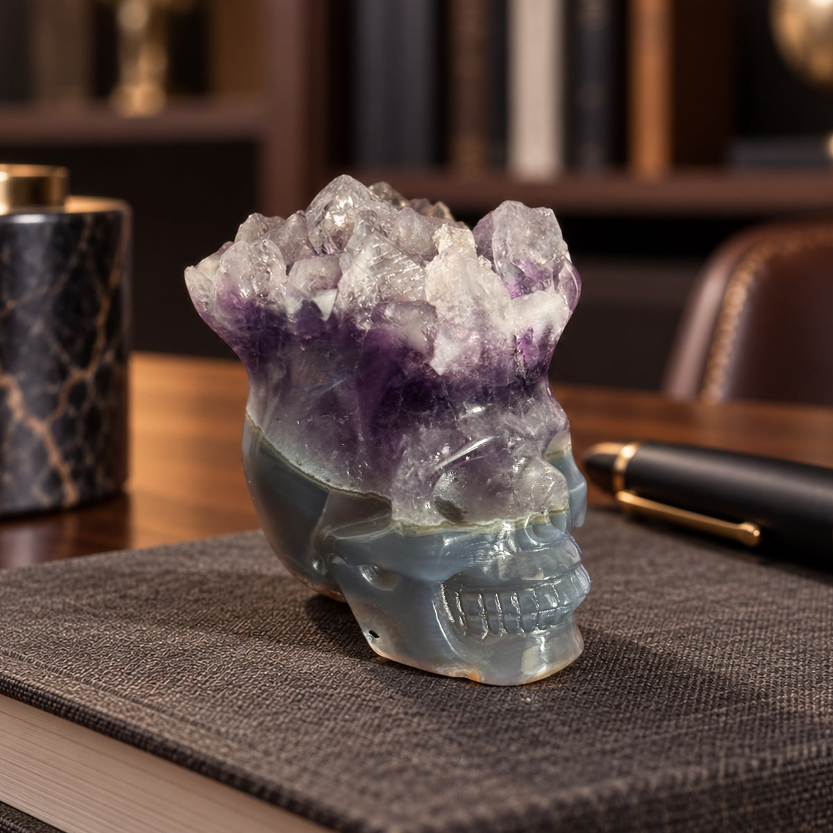 Amethyst Cluster Crystal Skull - Pattern A