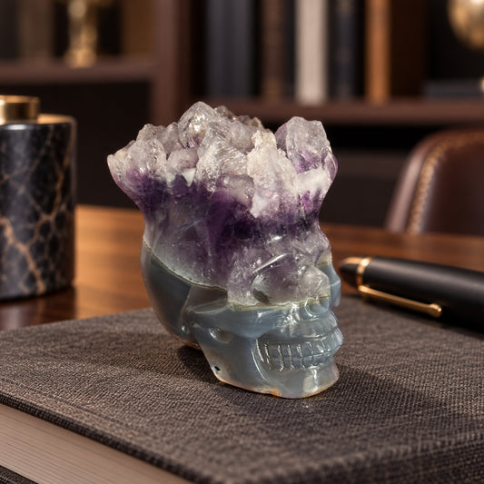 Amethyst Cluster Crystal Skull - Pattern A