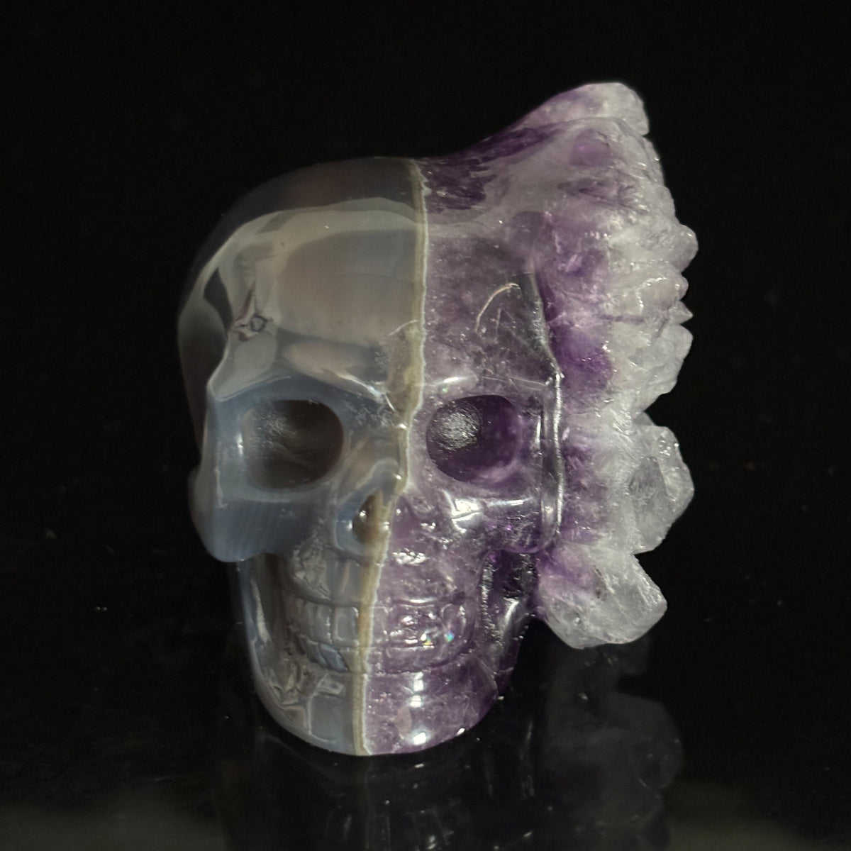 Amethyst Cluster Crystal Skull - Pattern B
