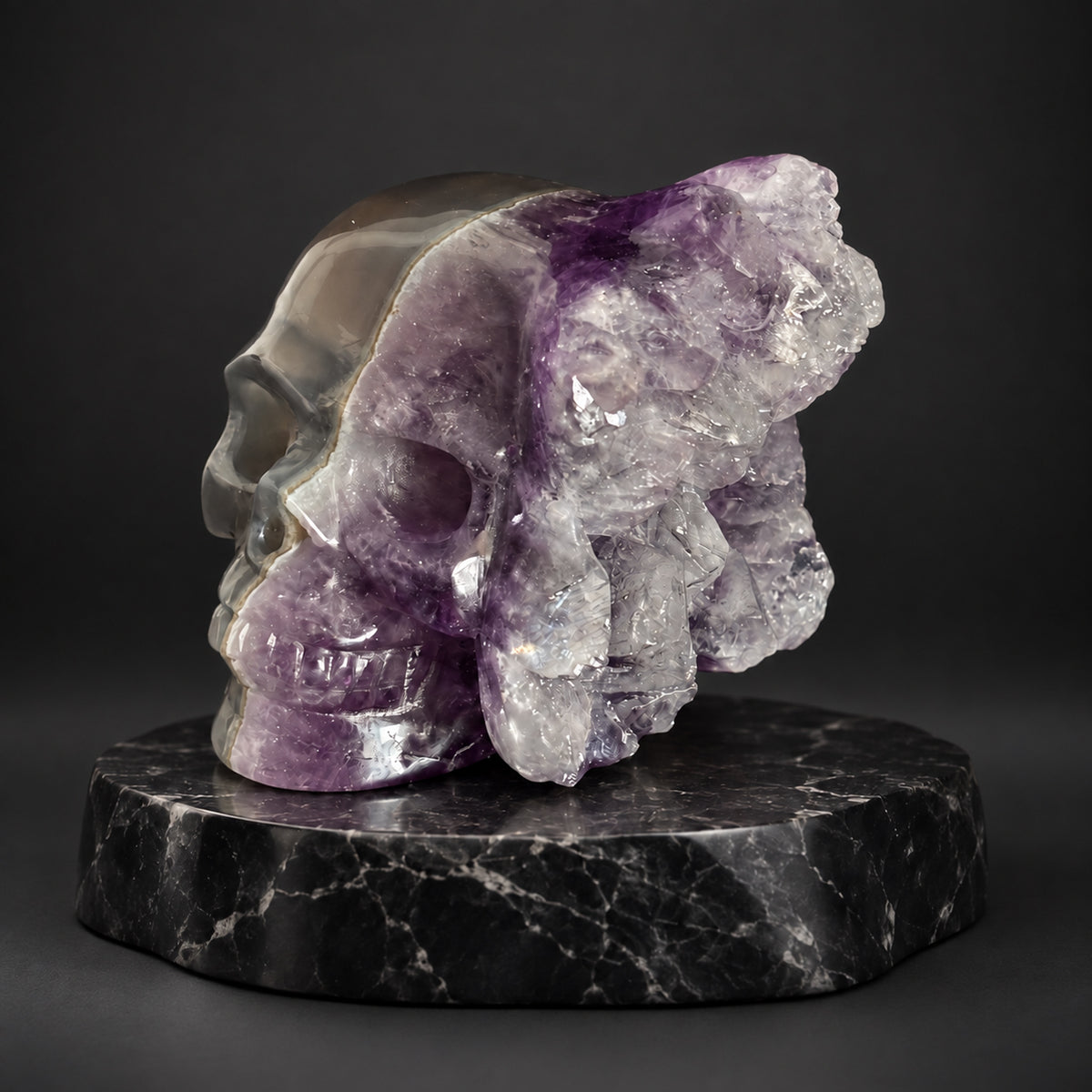 Amethyst Cluster Crystal Skull - Pattern B