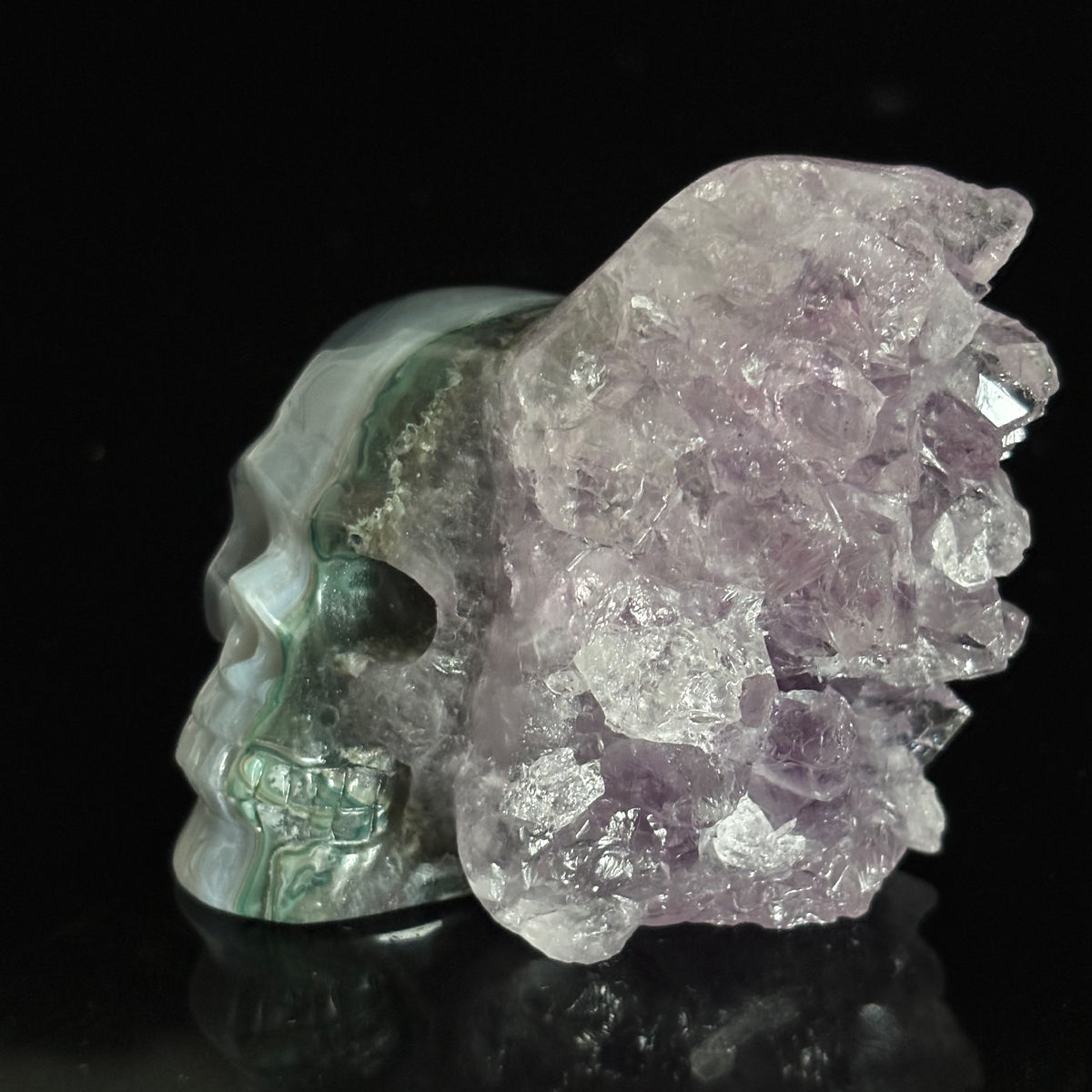 Amethyst Cluster Crystal Skull - Pattern C