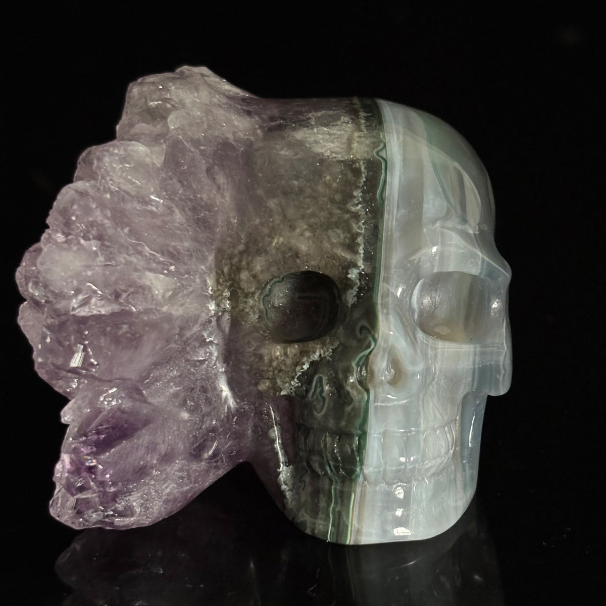 Amethyst Cluster Crystal Skull - Pattern D