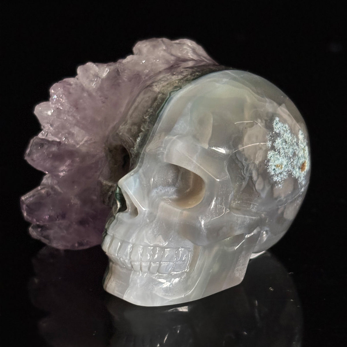 Amethyst Cluster Crystal Skull - Pattern D